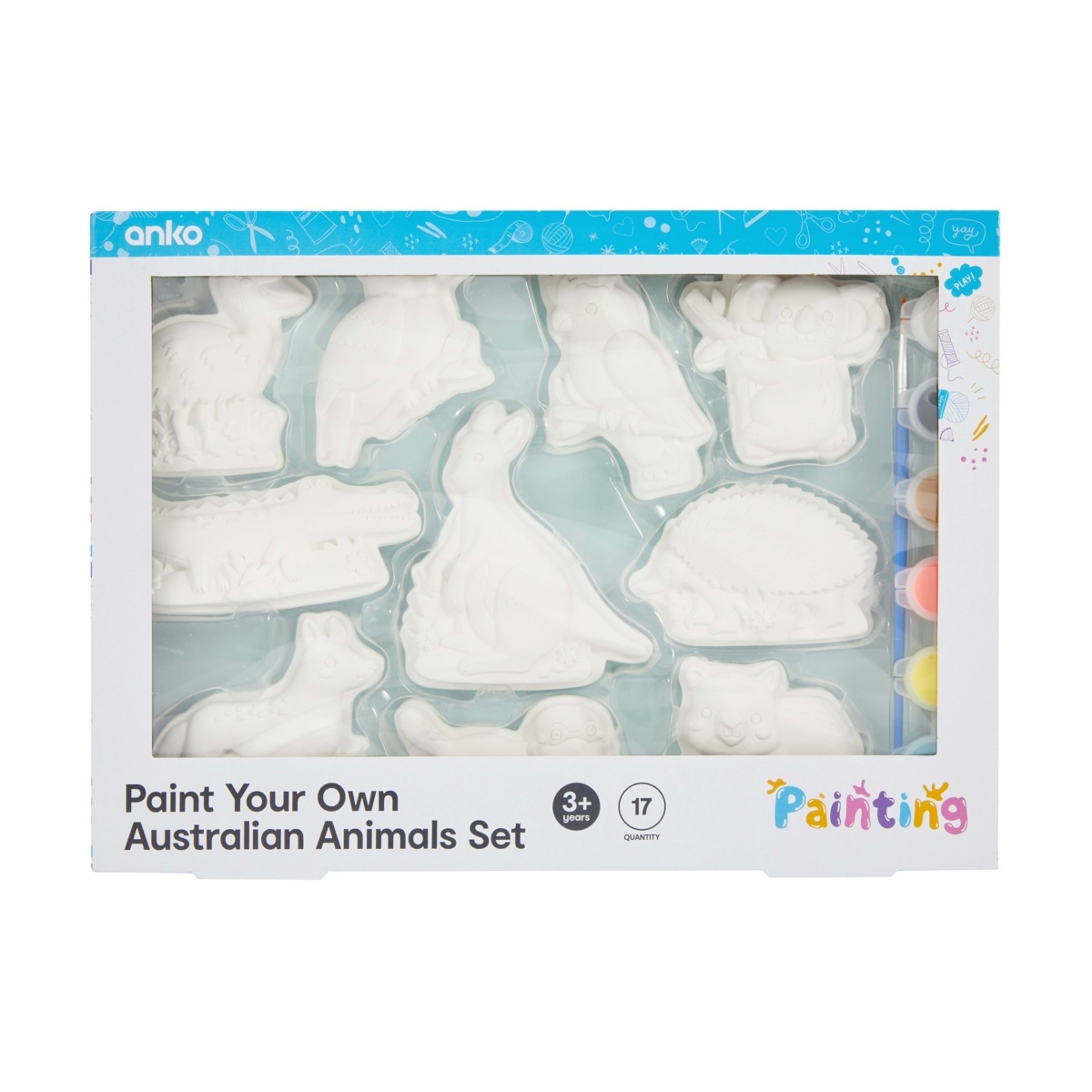 1 17 Piece Paint Your Own Australian Animals Set