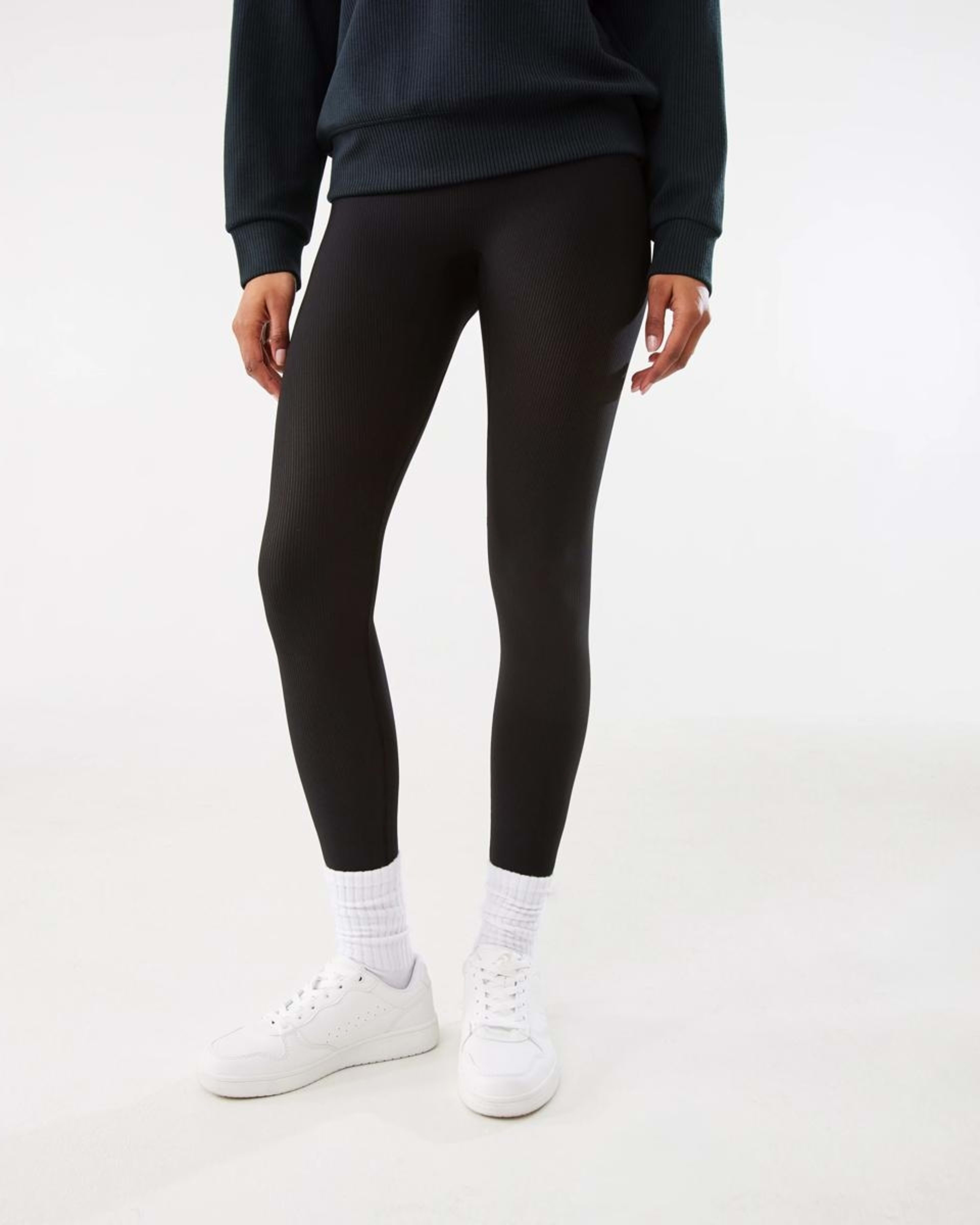 1 Active Womens Rib Leggings BLACK, 1 of 9