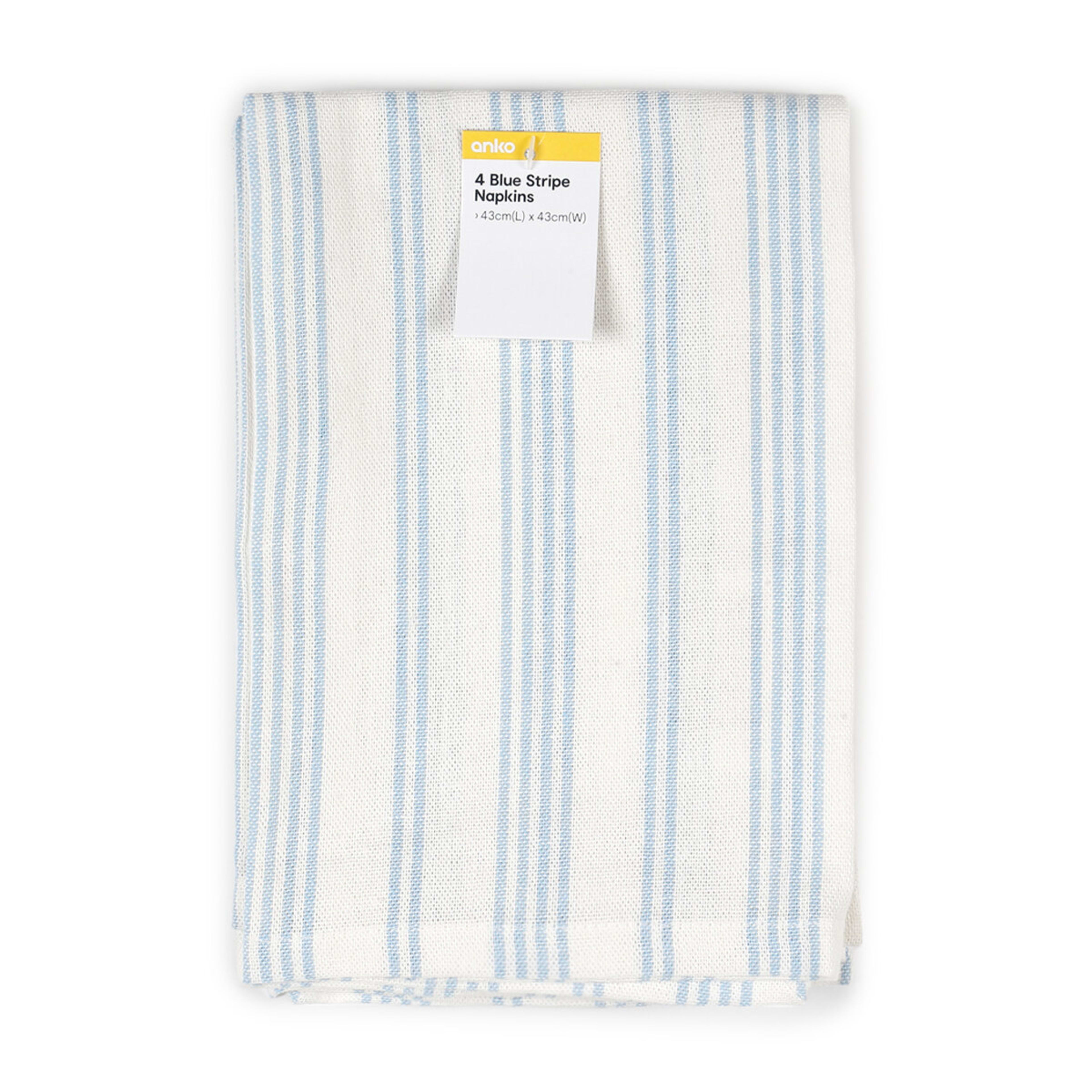 4 4 Pack Blue Stripe Napkins, 4 of 5