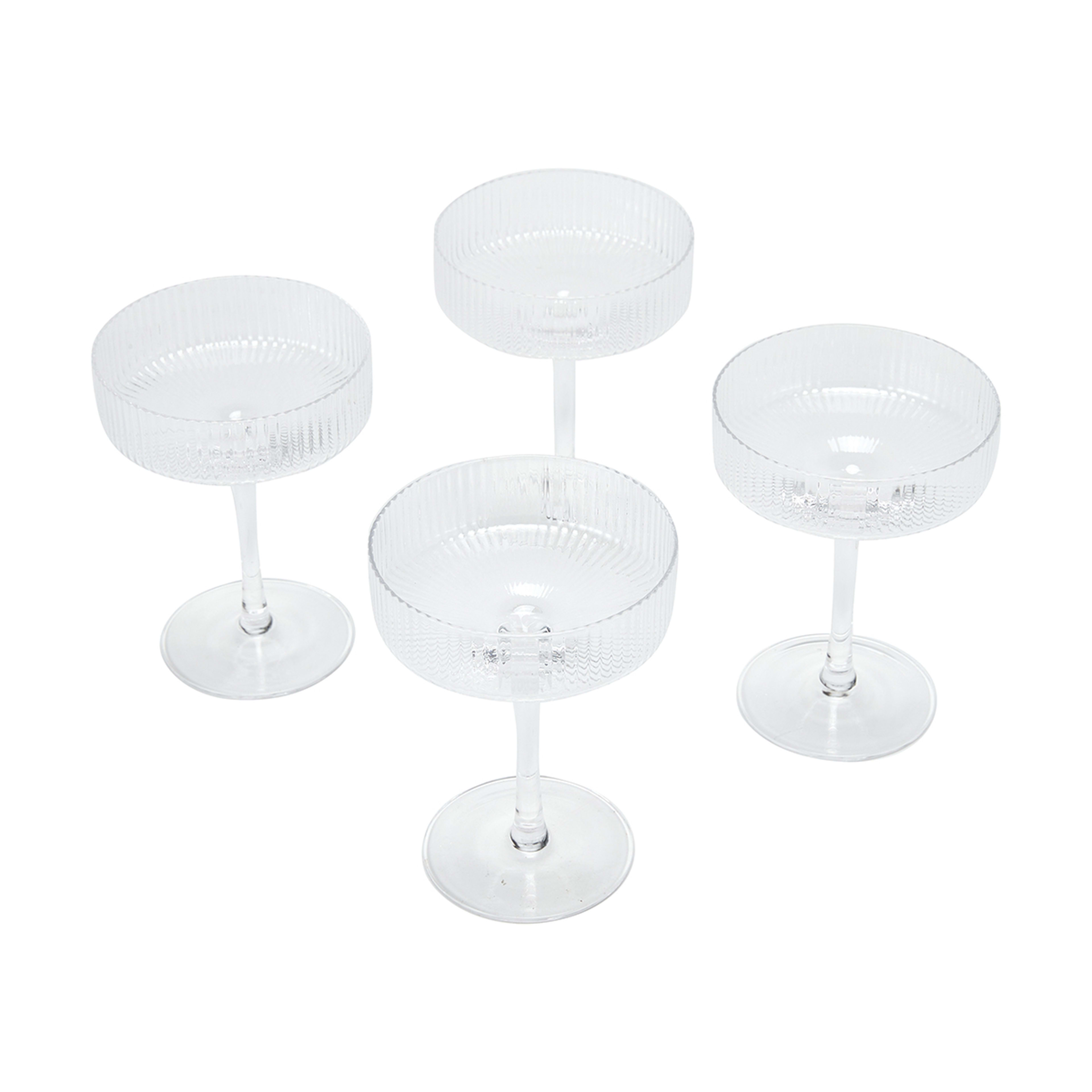 4 Linear Coupe Champagne Glasses