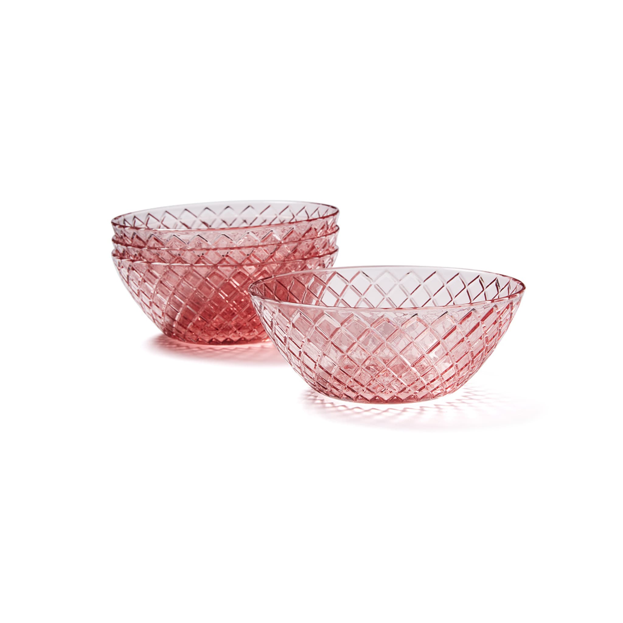 4 Pack Pink Embossed Glass Bowls Kmart