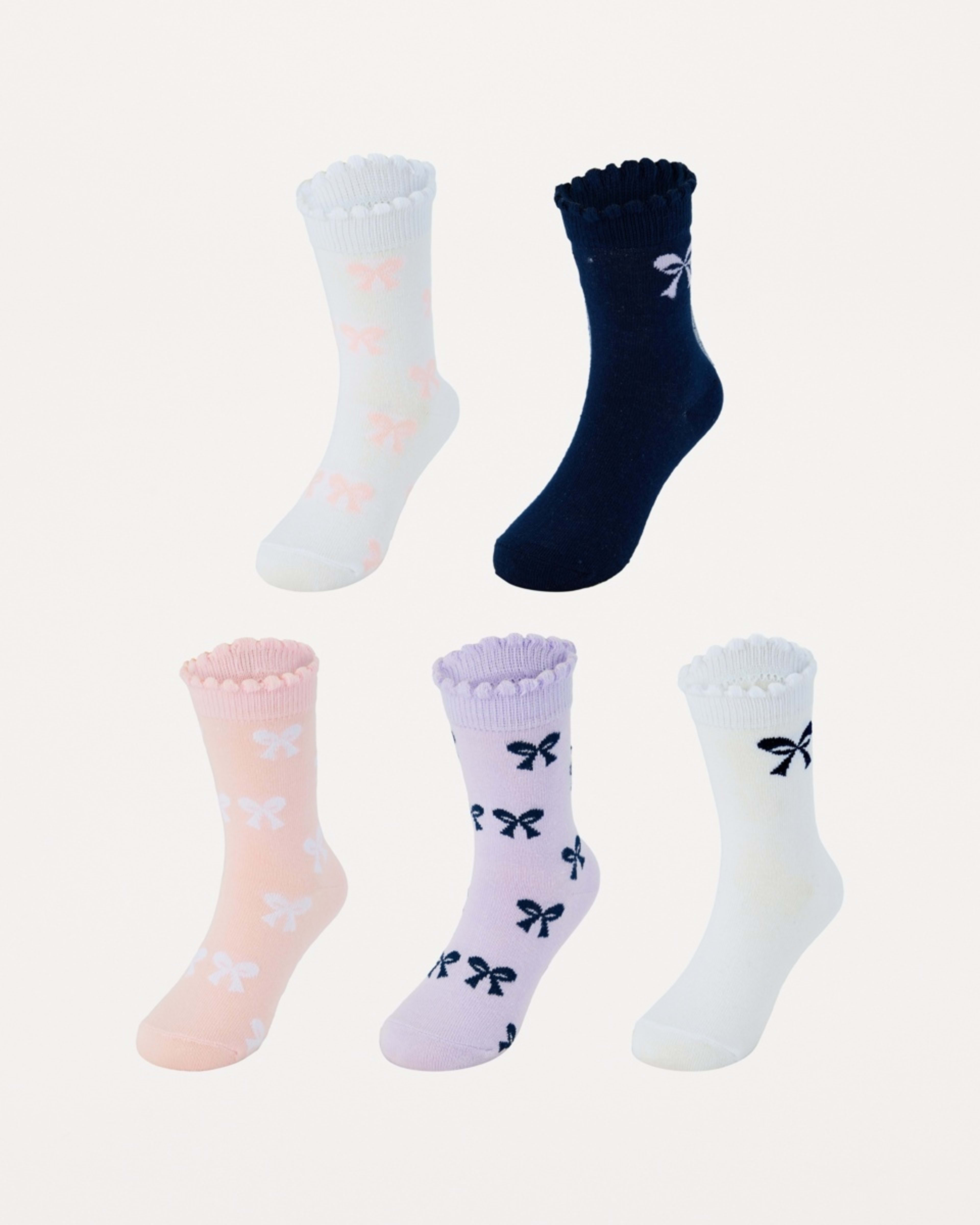 1 5 Pack Crew Socks BOWS