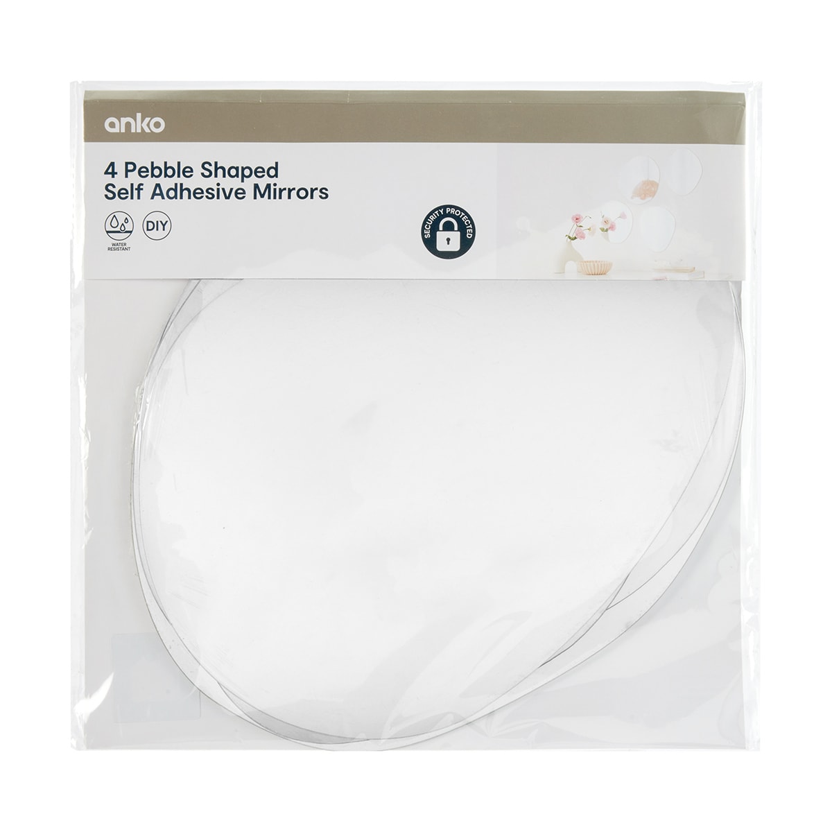 4 Pack Pebble Shaped Self Adhesive Mirrors Kmart