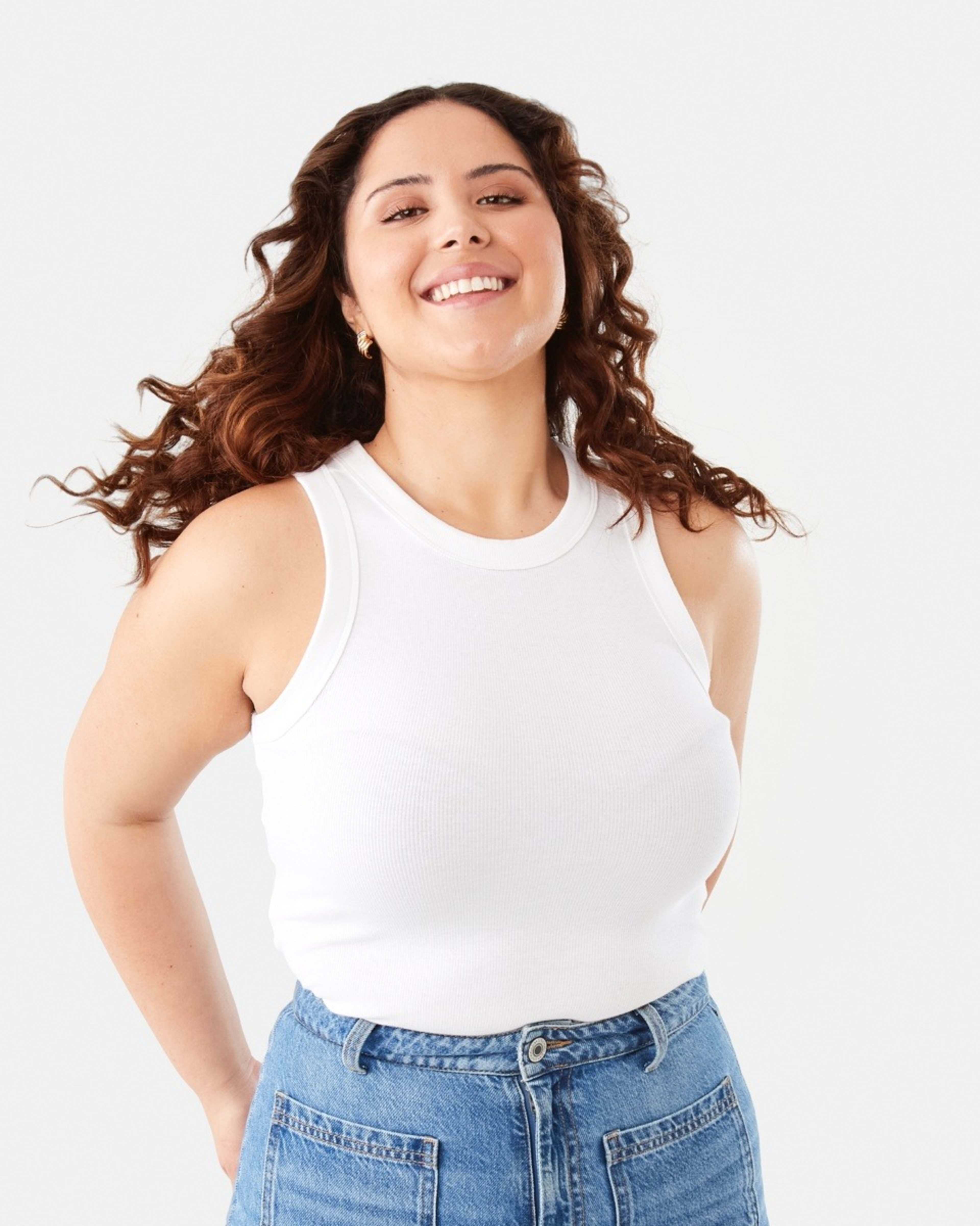 1 Sleeveless Rib Tank White, 1 of 8