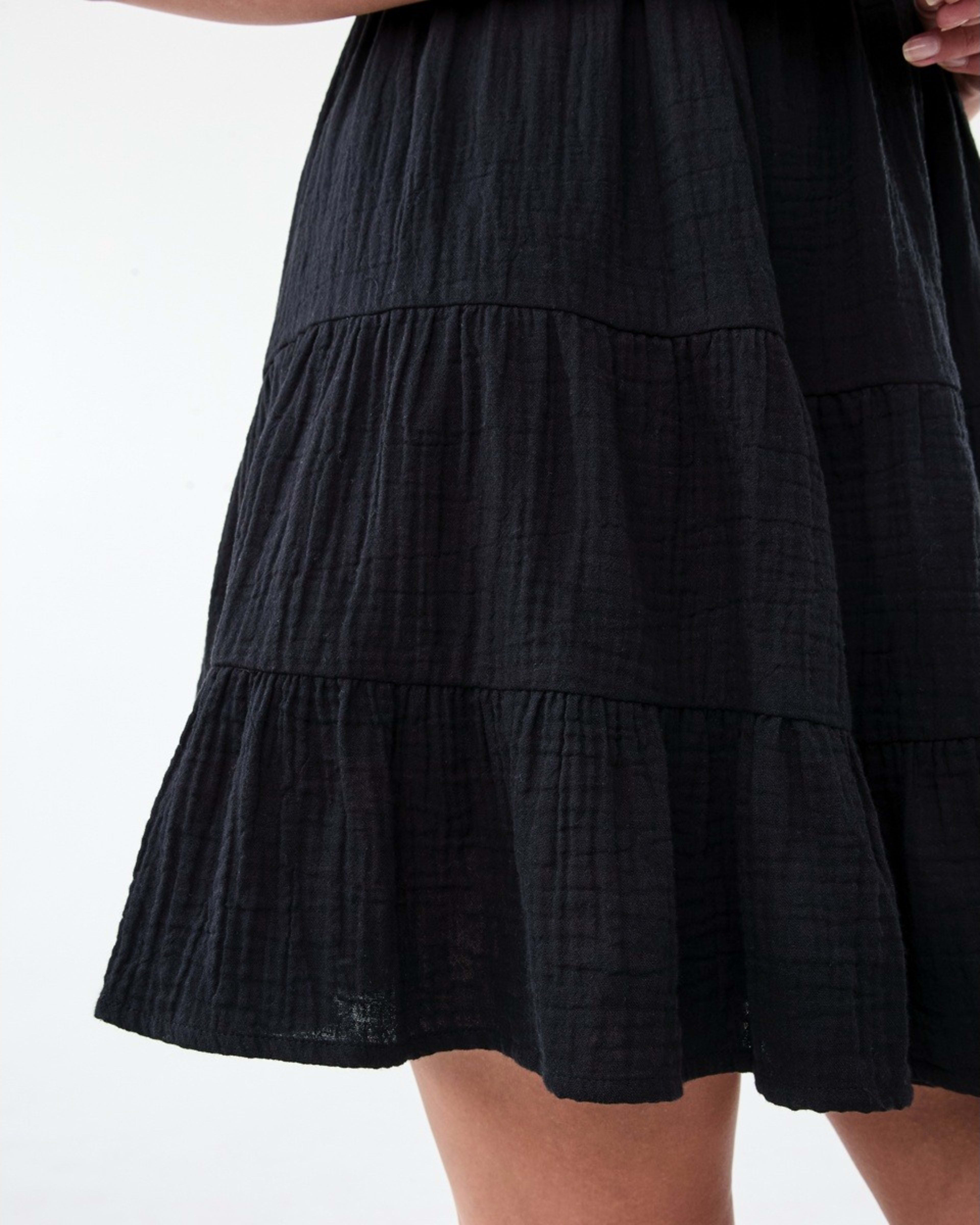 6 Sleeveless Lace Double Cloth Mini Dress Black, 6 of 7