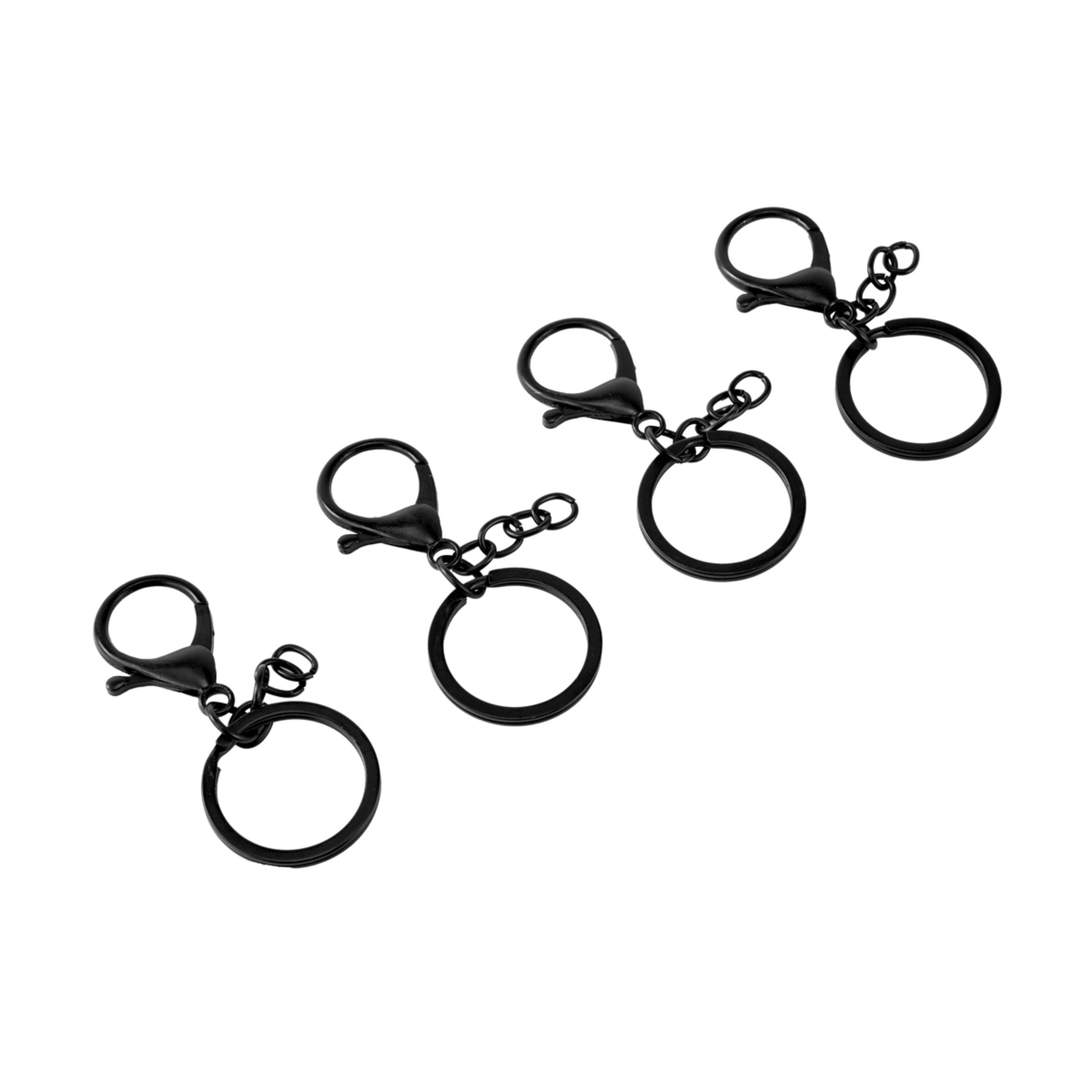 4 Pack Keyrings Black Kmart