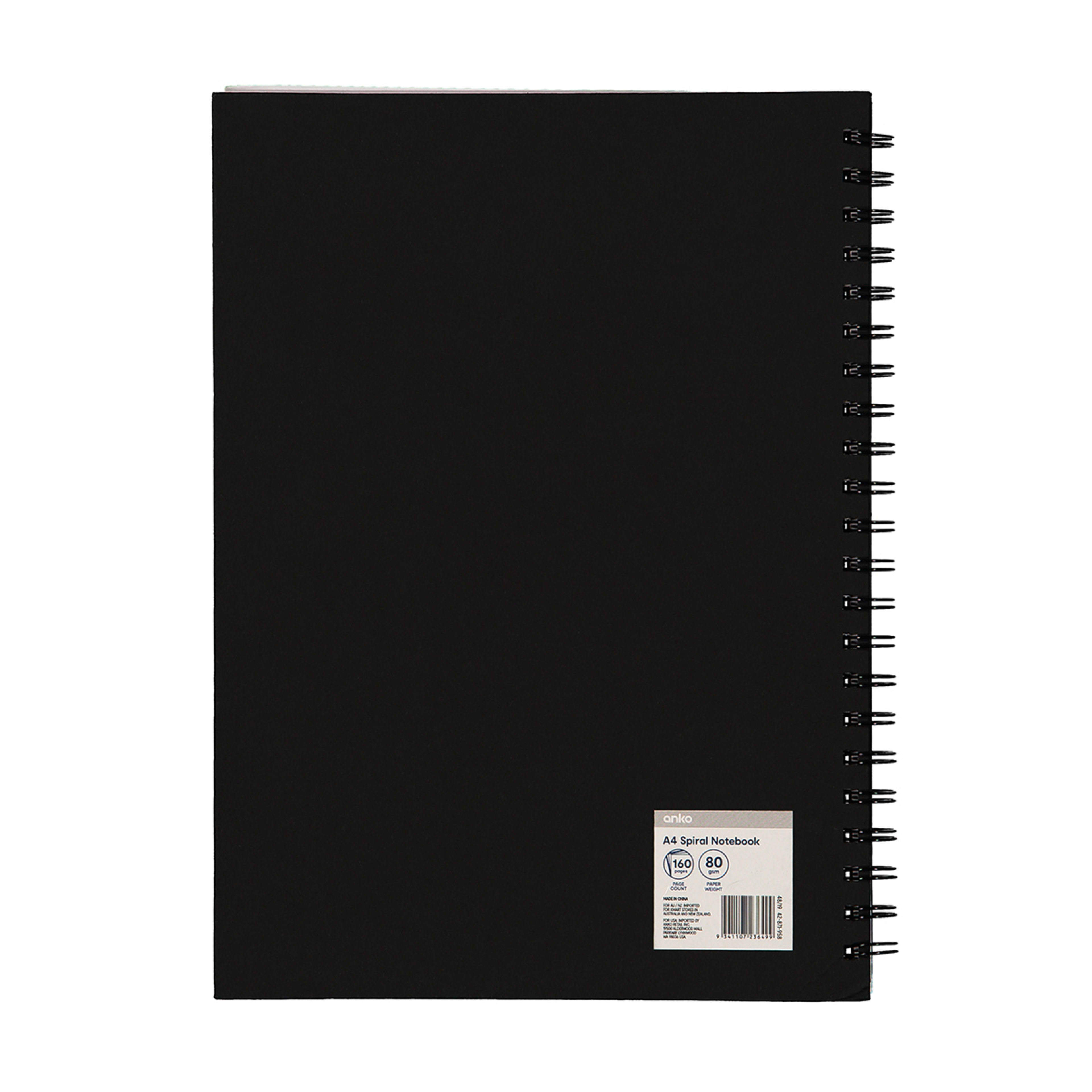 A4 Spiral Notebook - Black - Kmart