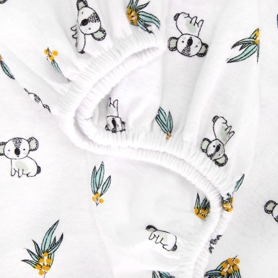 2 Pack Flannelette Cotton Fitted Cot Sheets Koala Kmart