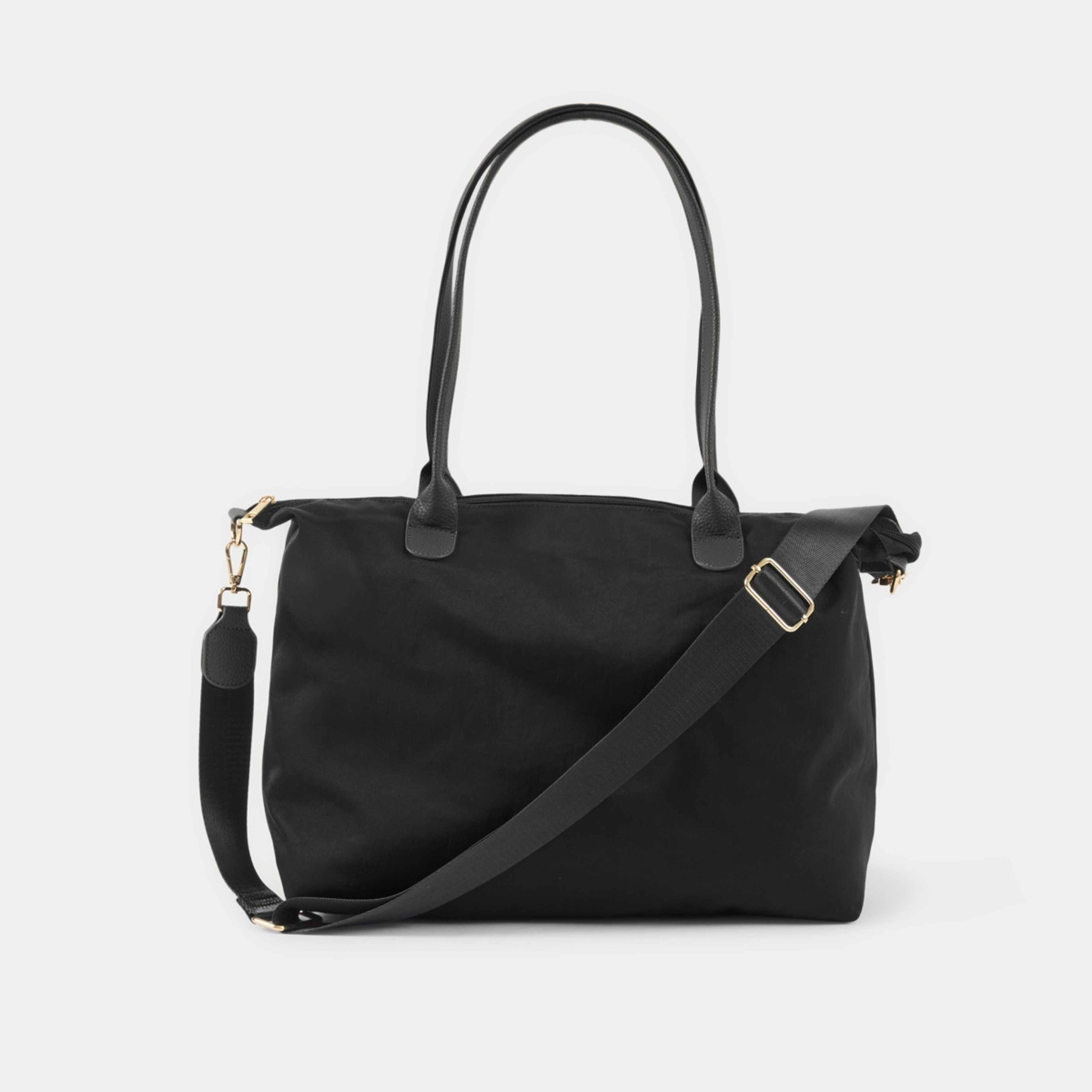 1 Woven Nylon Tote Bag Black, 1 of 5