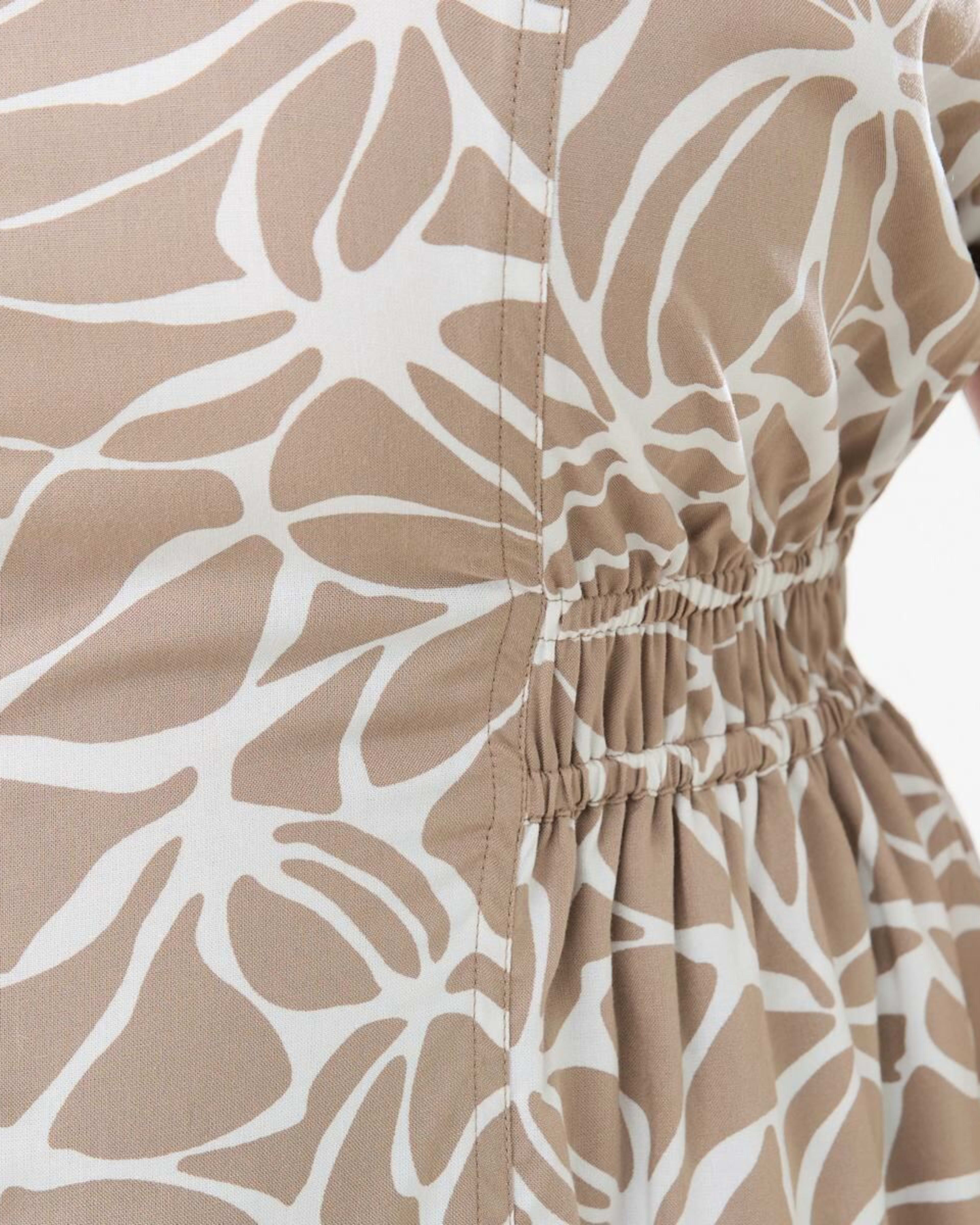6 Curve Short Sleeve Shirt Midi Dress BROKEN FLORAL DUNE BEIGE, 6 of 6