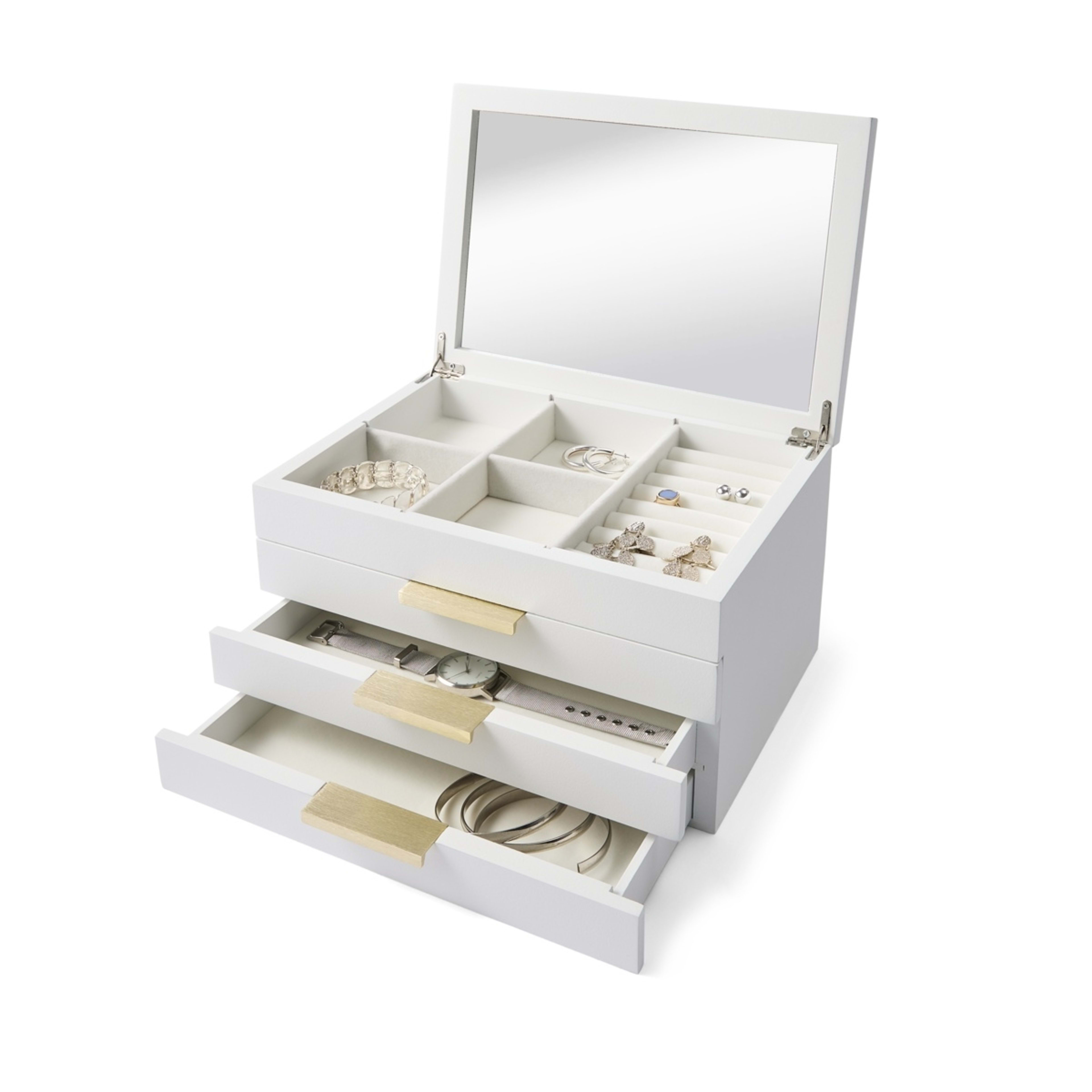 1 4 Tier White Jewellery Box, 1 of 9