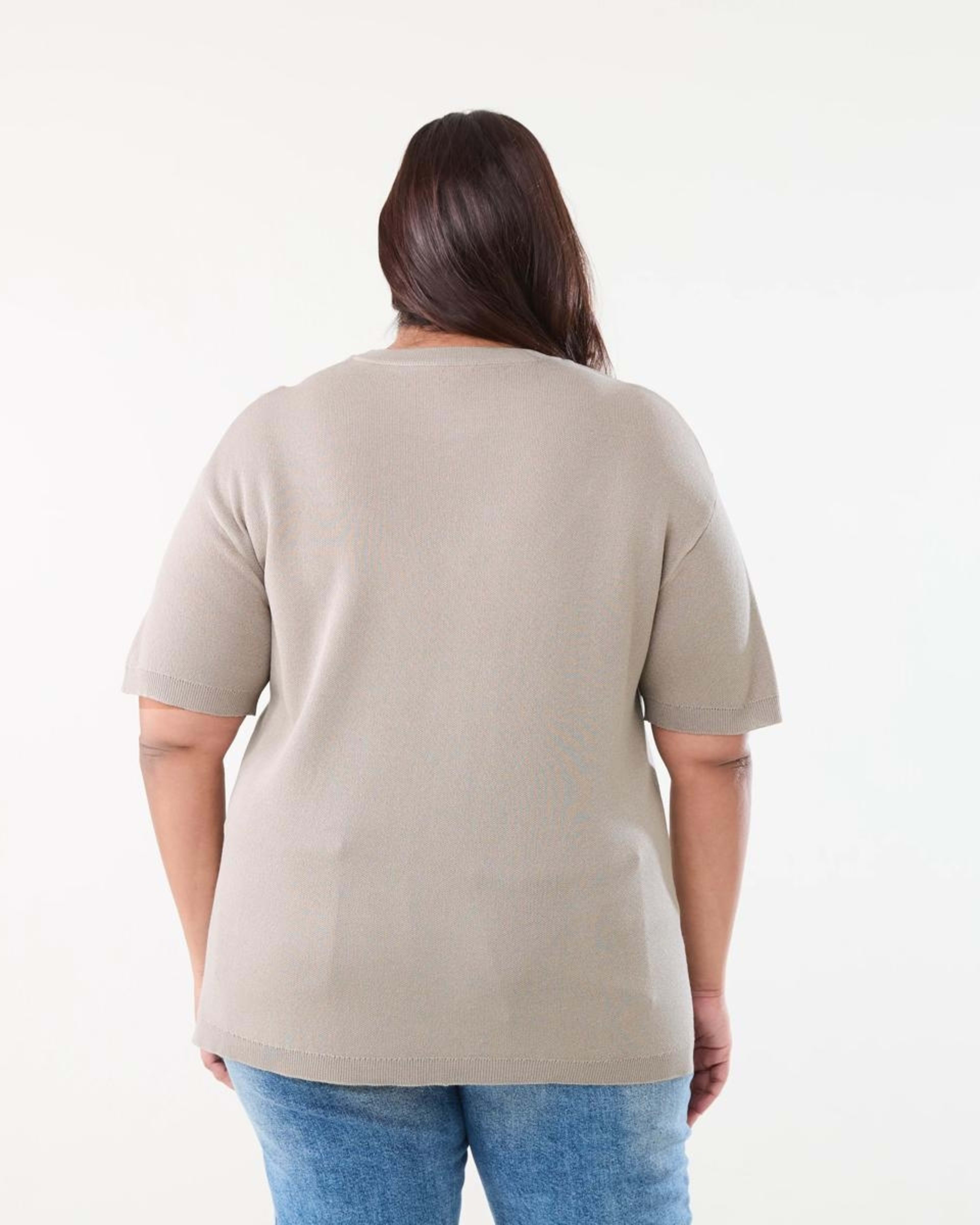 3 Curve Short Sleeve True Knit Top FADED TAUPE, 3 of 6