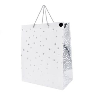 Hallmark White Silver Stars Gift Bag - Large - Kmart
