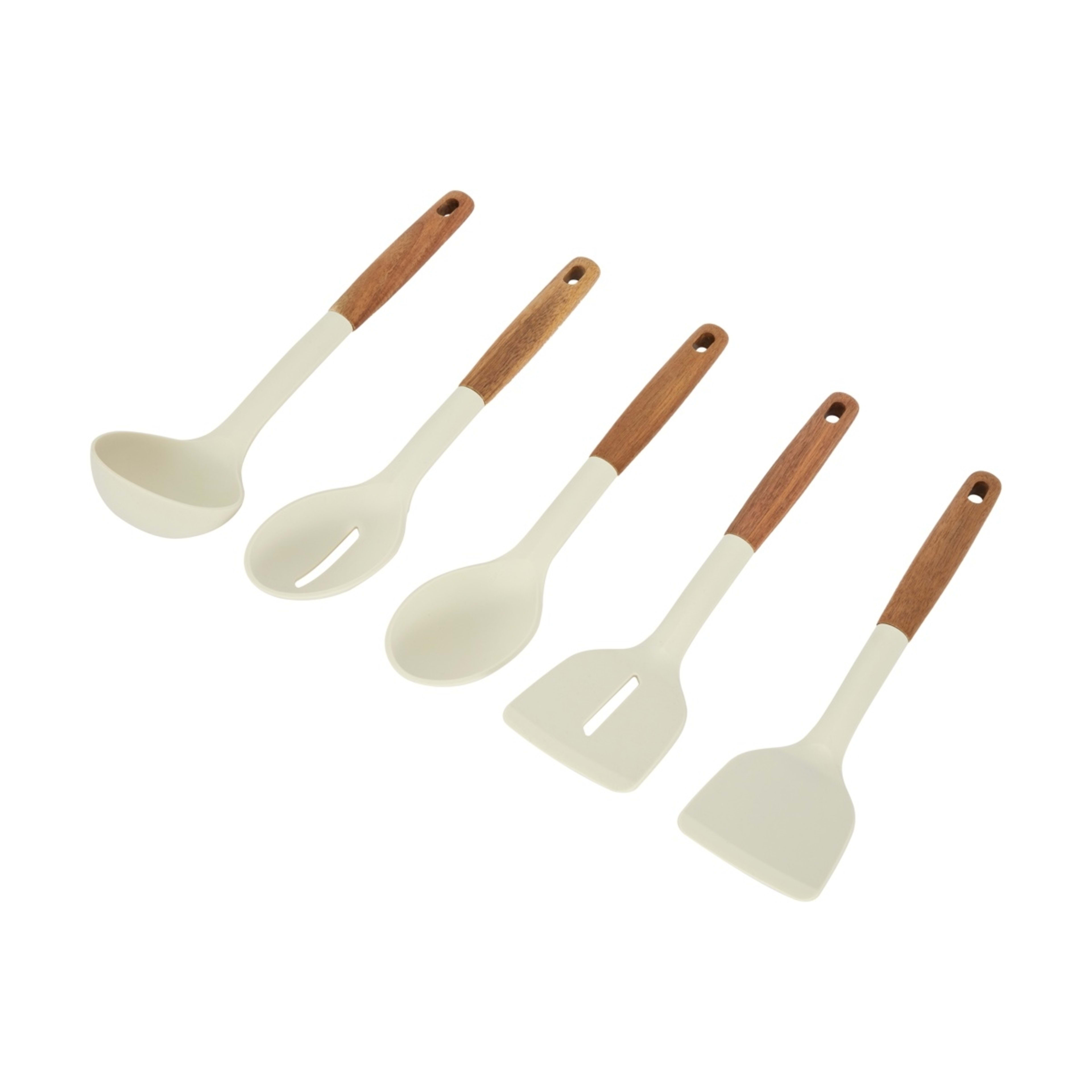2 Set of 5 Silicone Utensils with Acacia Handles, 2 of 10