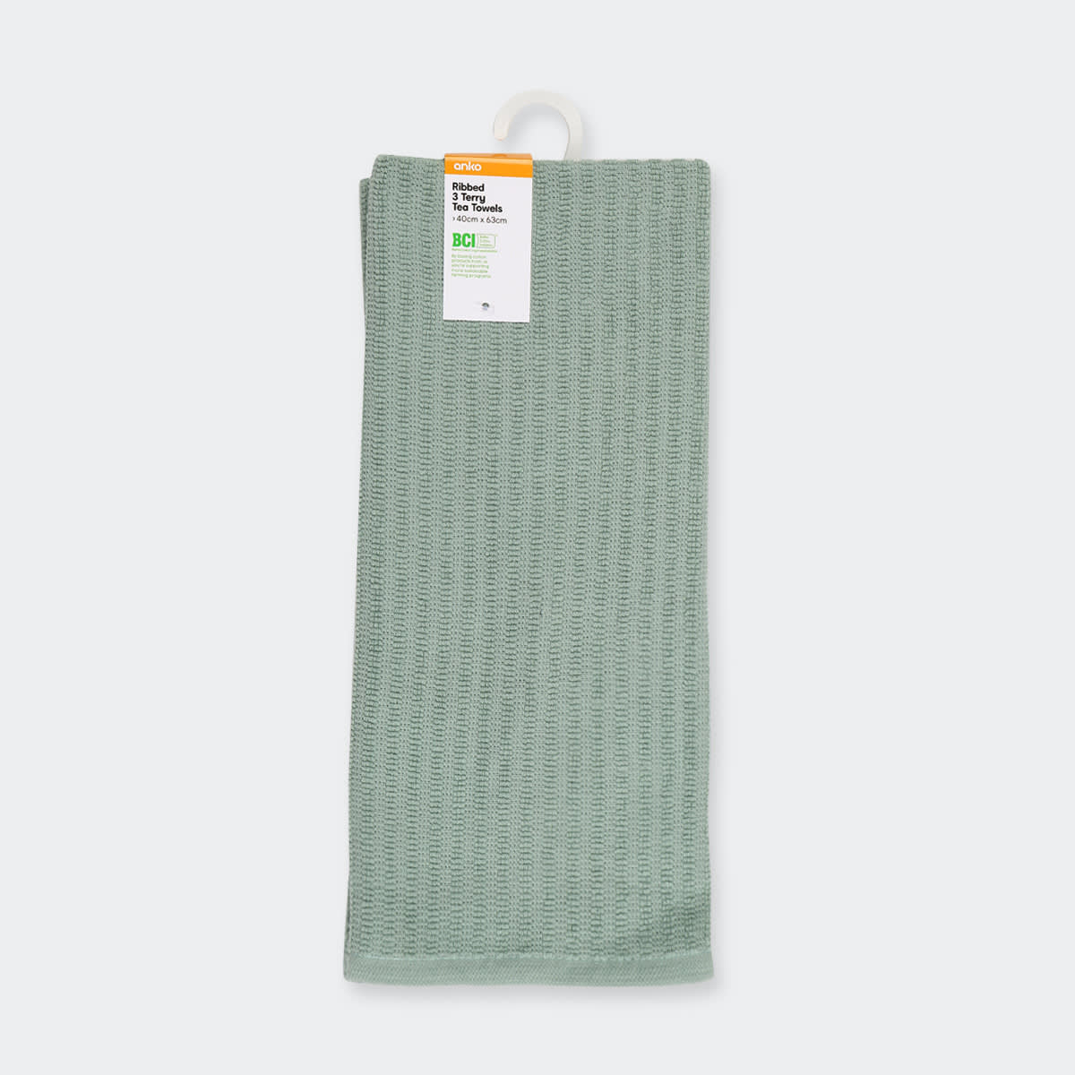 3 Pack Ribbed Sage Terry Tea Towels Kmart NZ