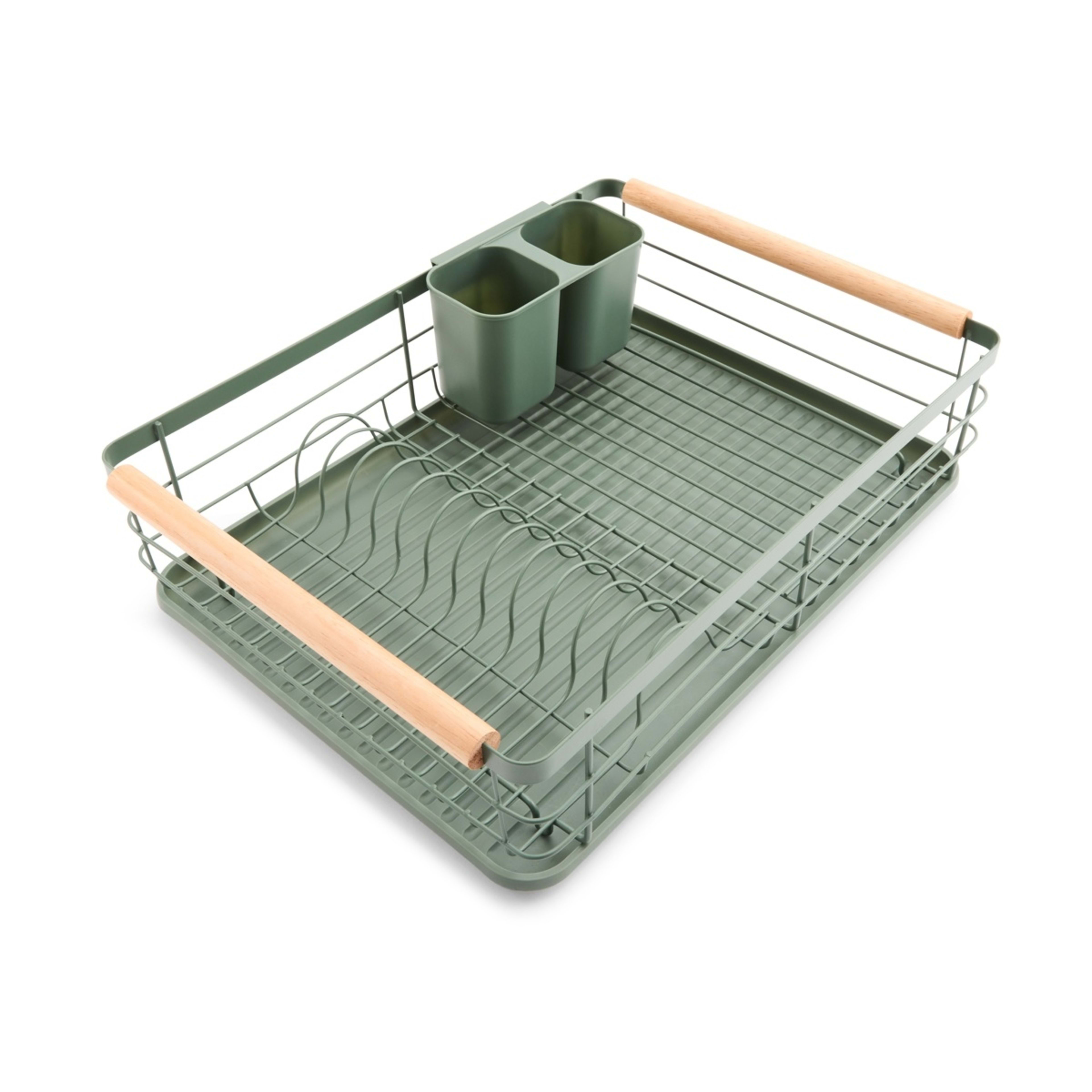 4 Green Wooden Handle Dish Rack, 4 of 10