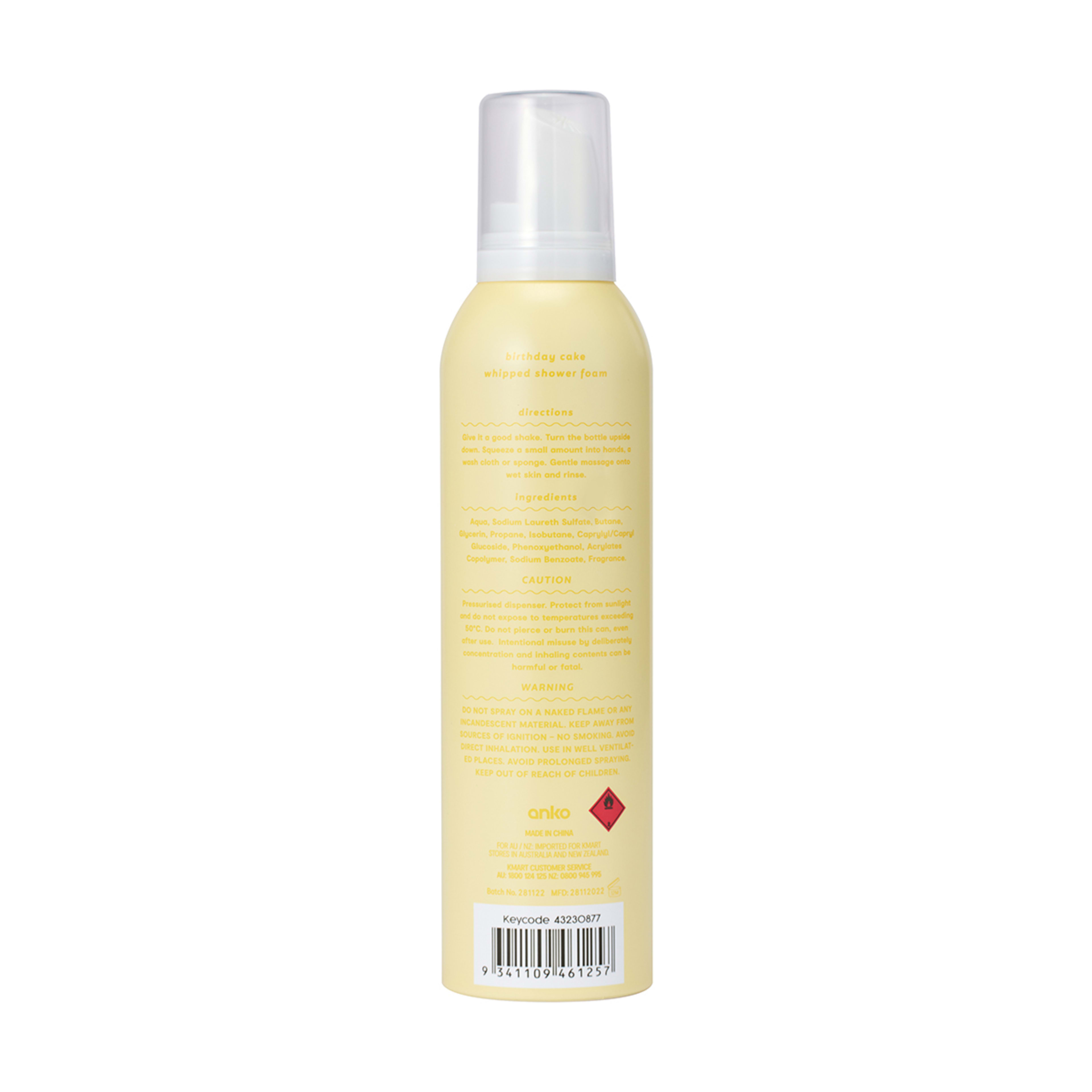 Whip It Up Whipped Shower Foam 240ml Birthday Cake Scent Kmart