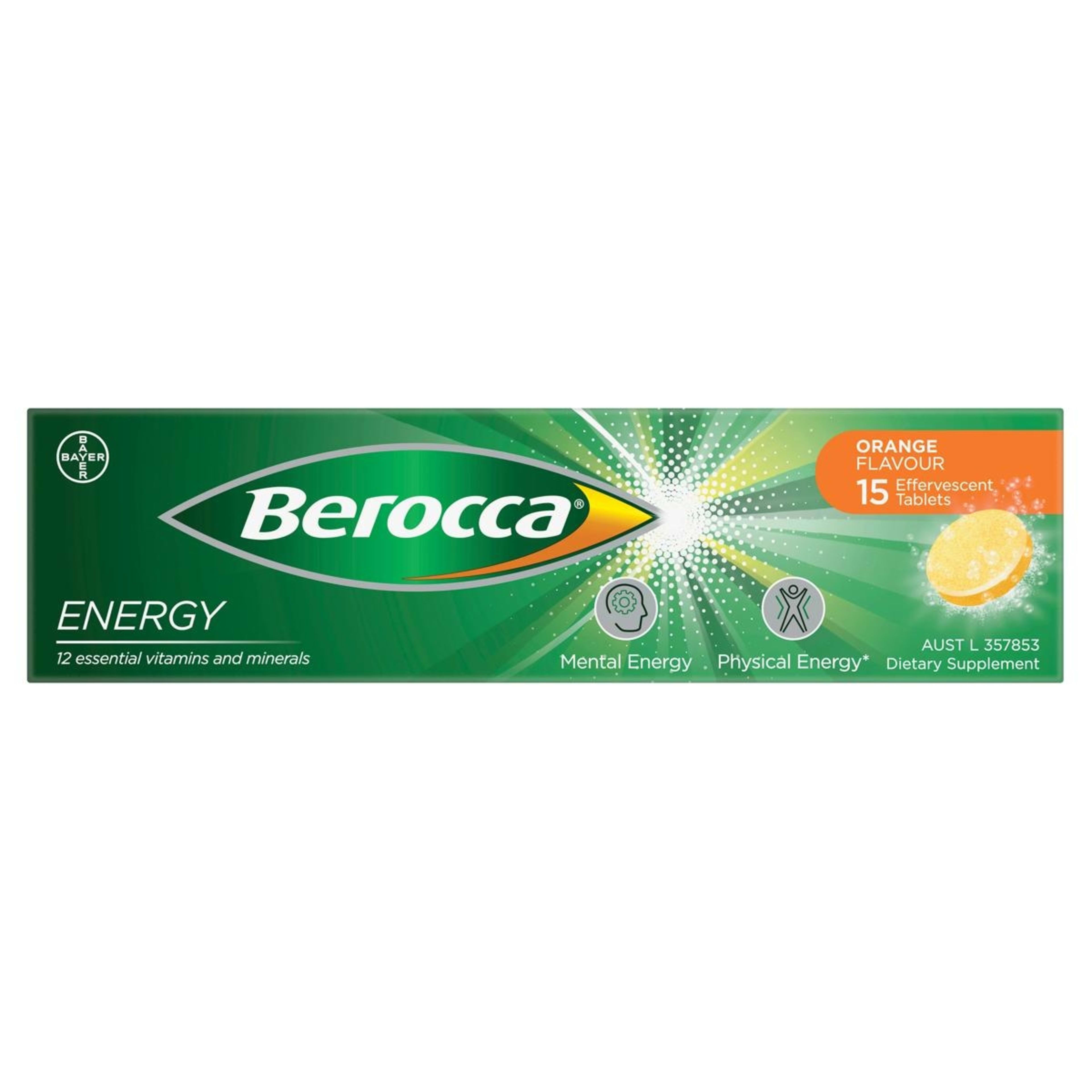 2 15 Pack Berroca Energy Orange Flavour Effervescent Tablets, 2 of 10