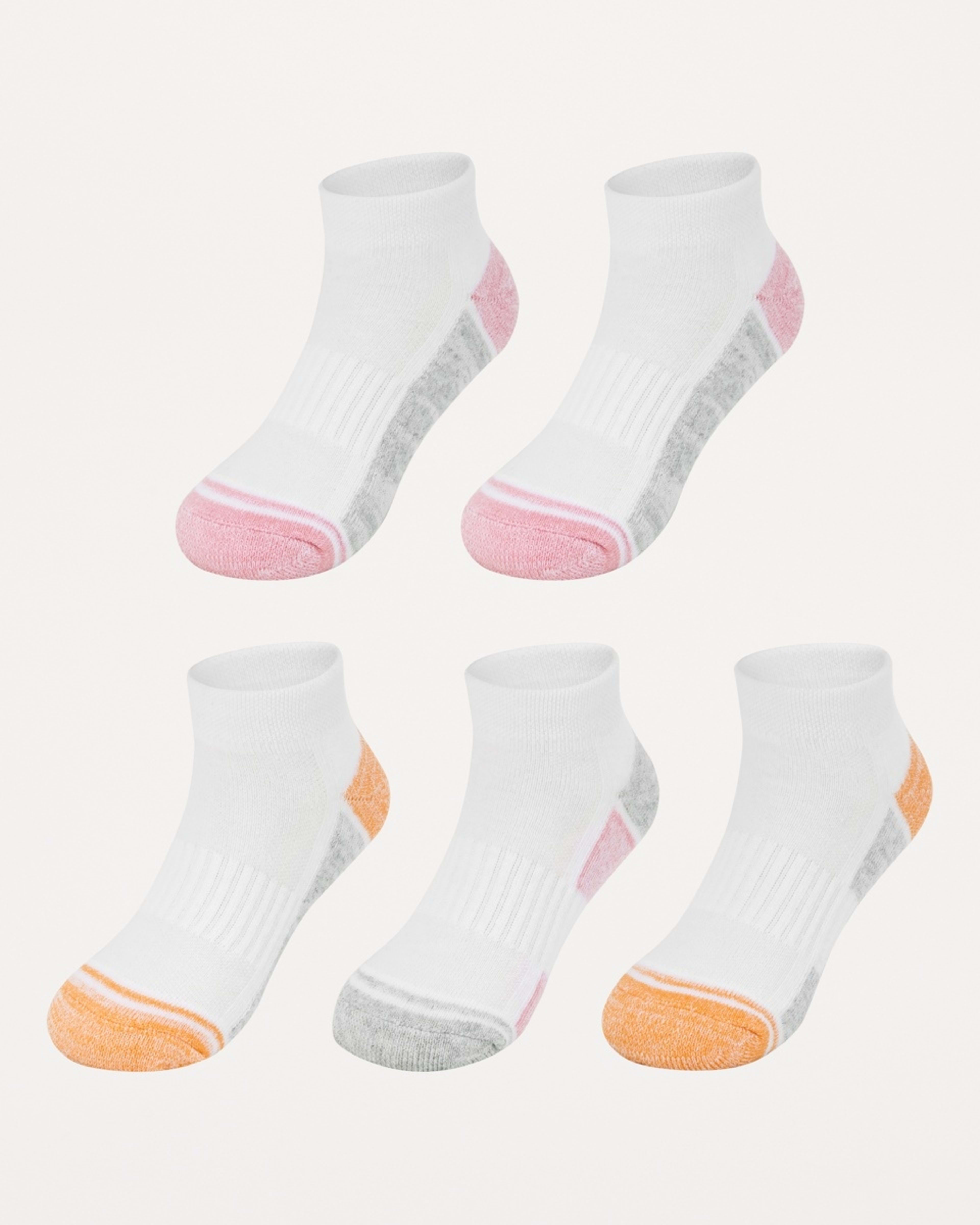 1 5 Pack Active Kids Low Cut Socks PINK, ORANGE