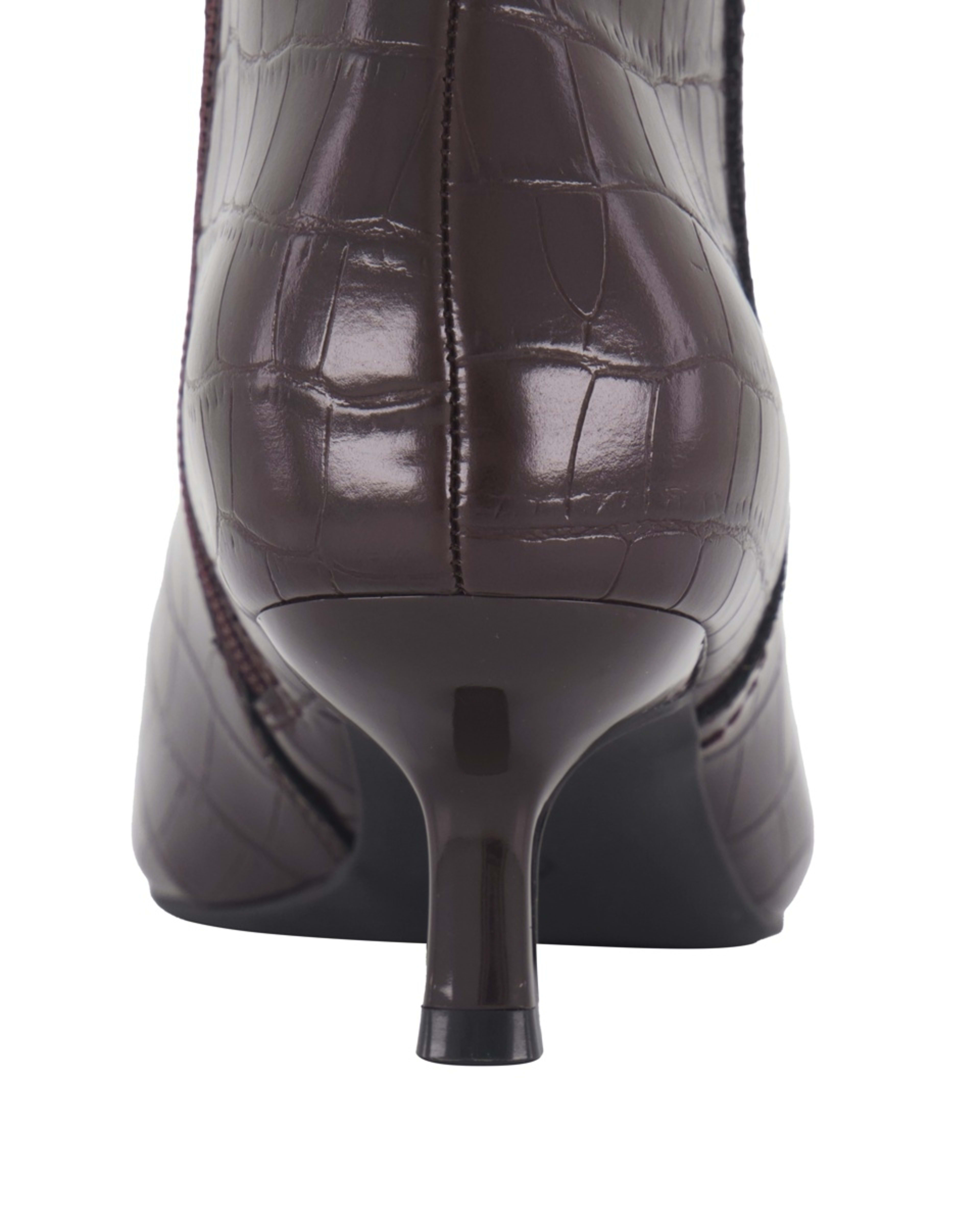3 Kitten Heel Ankle Boots Croc Brown, 3 of 4