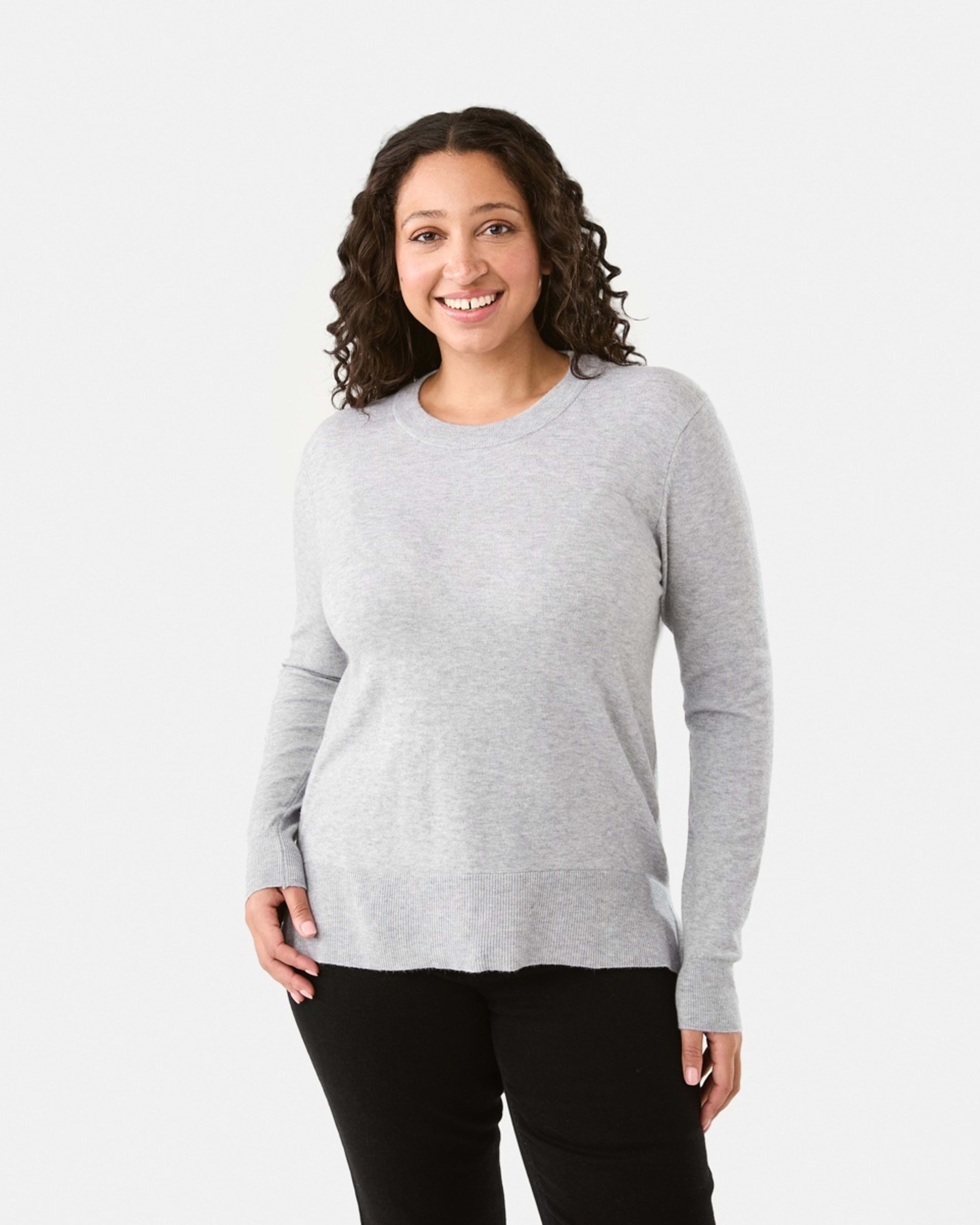 1 Crew Neck Lightweight Jumper Grey Marle