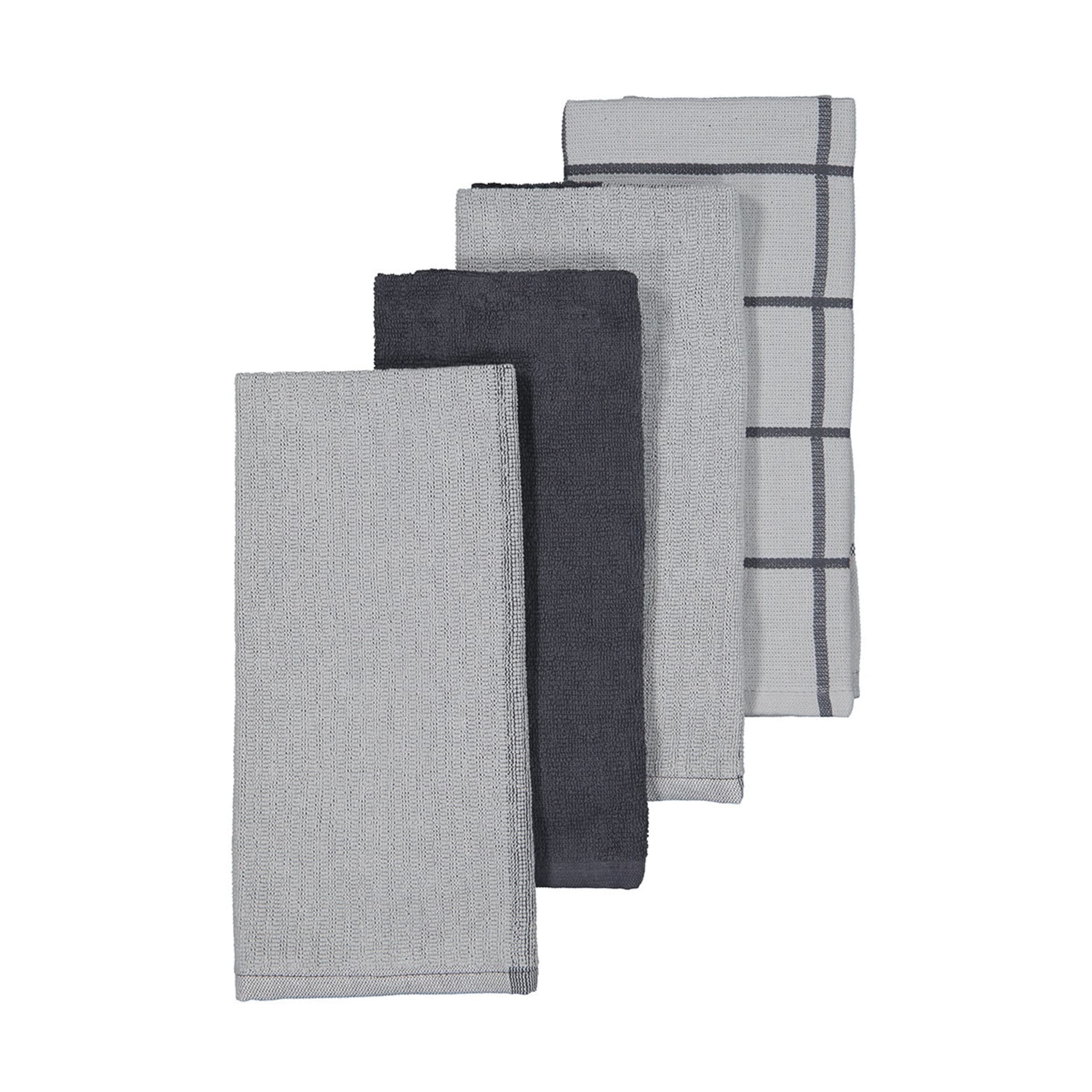 4 Pack Grey Terry Linear Tea Towels Kmart