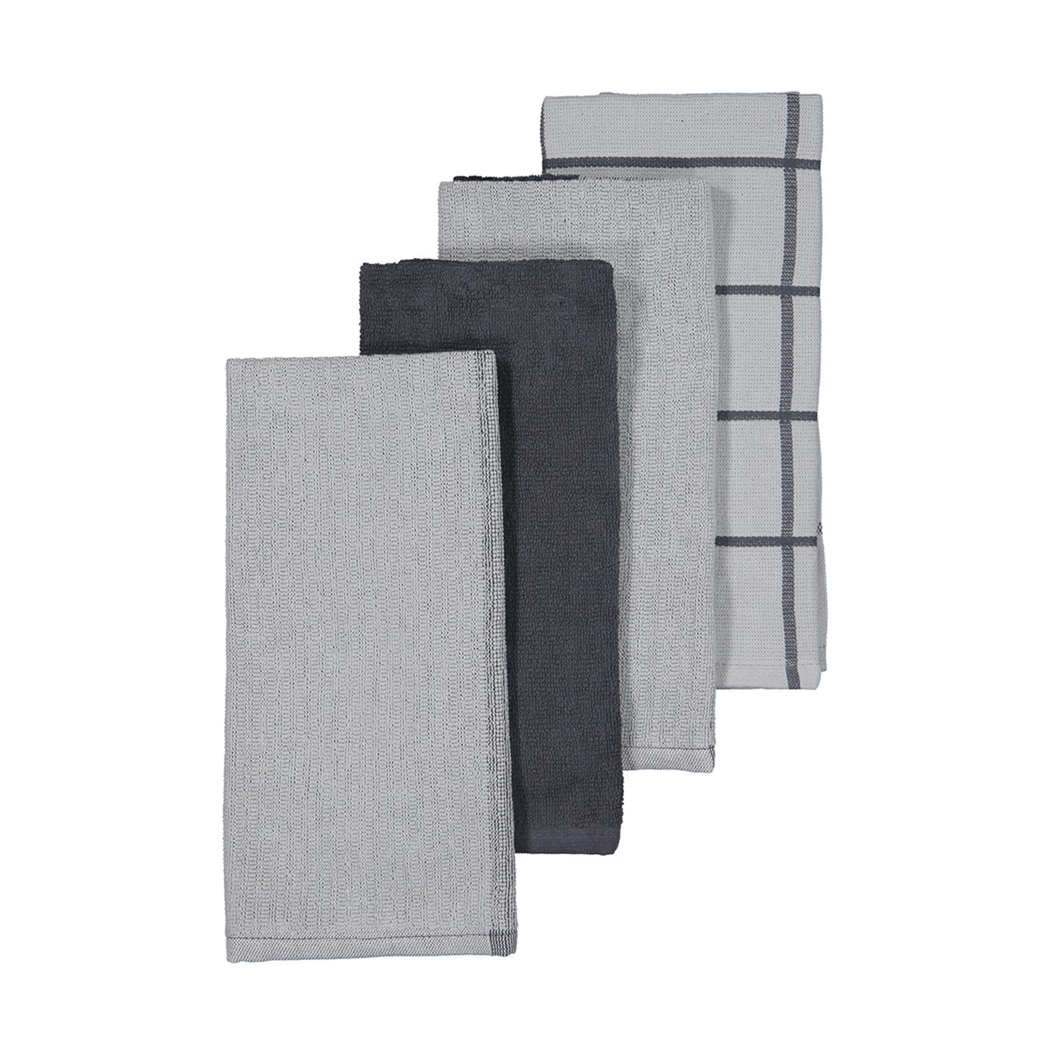 4 Pack Grey Terry Linear Tea Towels Kmart