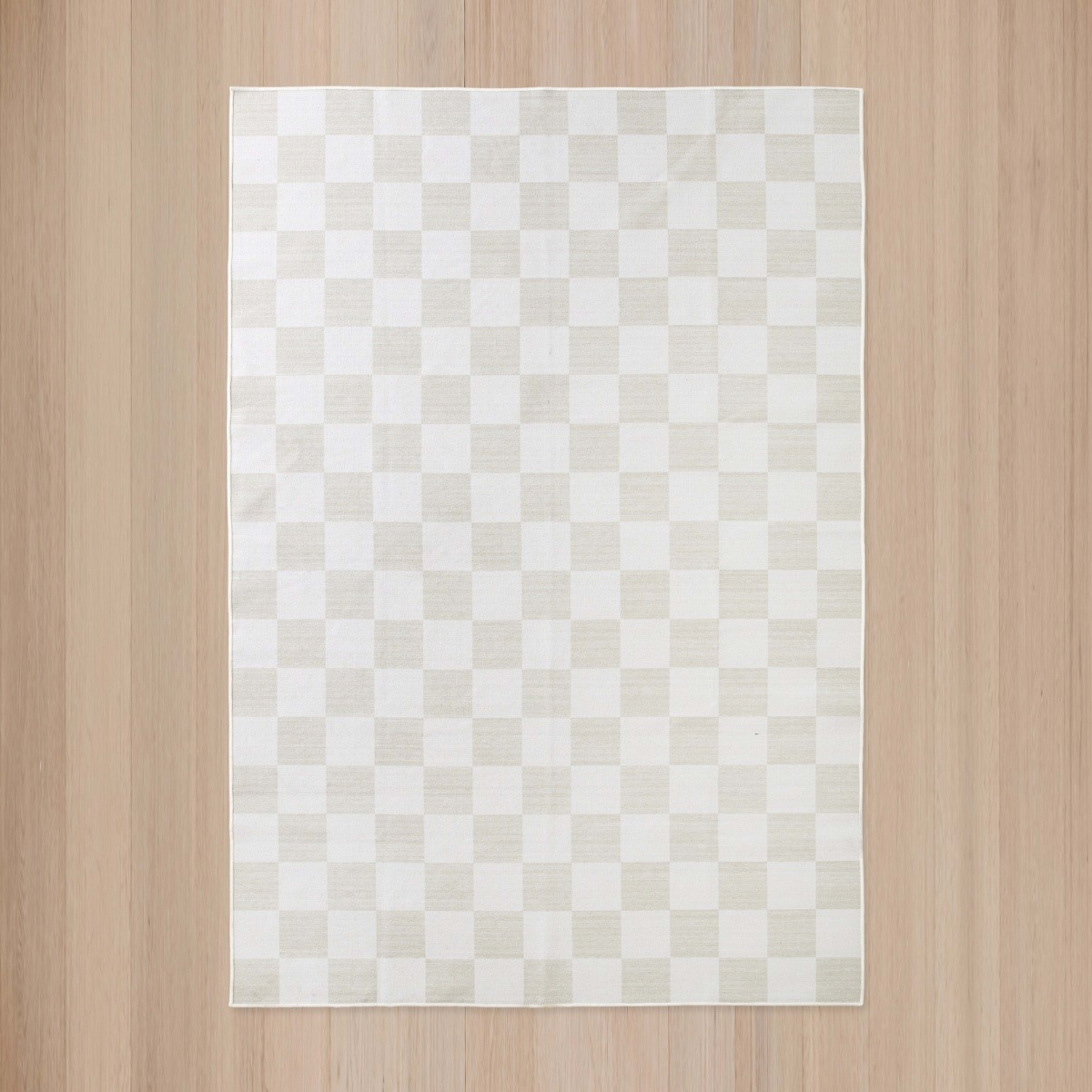 5 Check Washable Rug - Beige, Large - 235cm x 160cm, 5 of 9