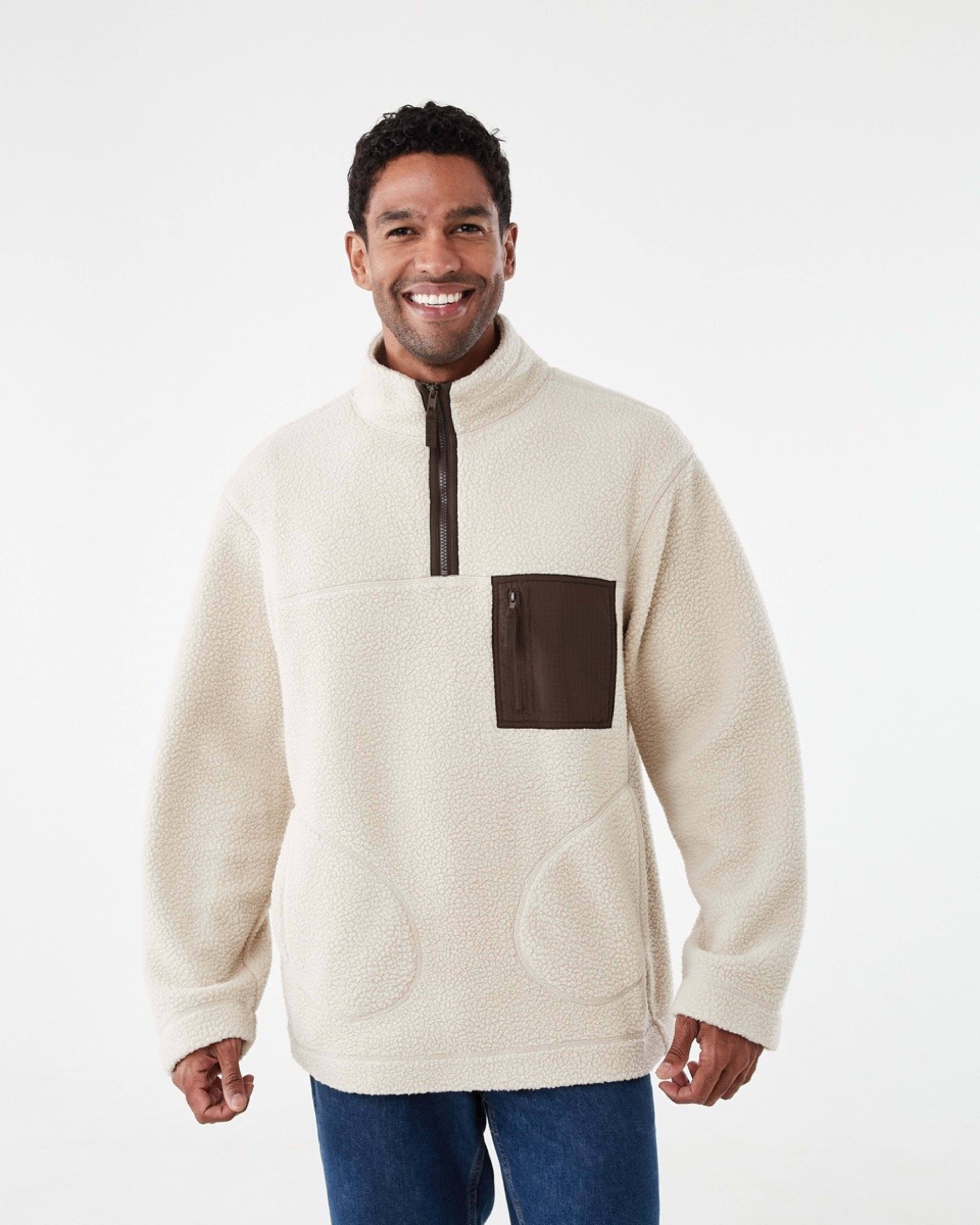 1 Polar Fleece 1/4 Zip Sweatshirt Bge Ntrl, 1 of 7