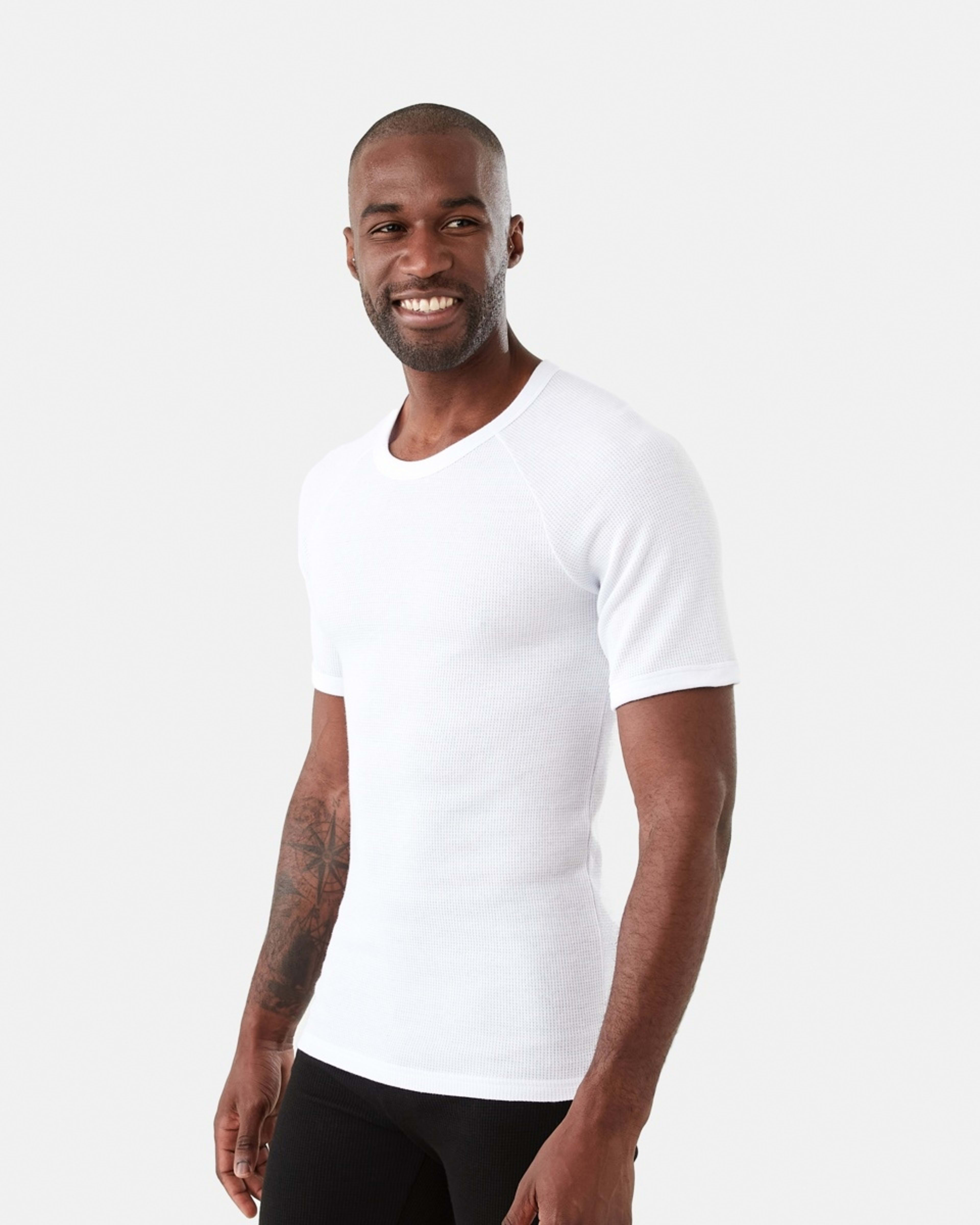 2 Short Sleeve Mini Waffle Thermal Top White, 2 of 5