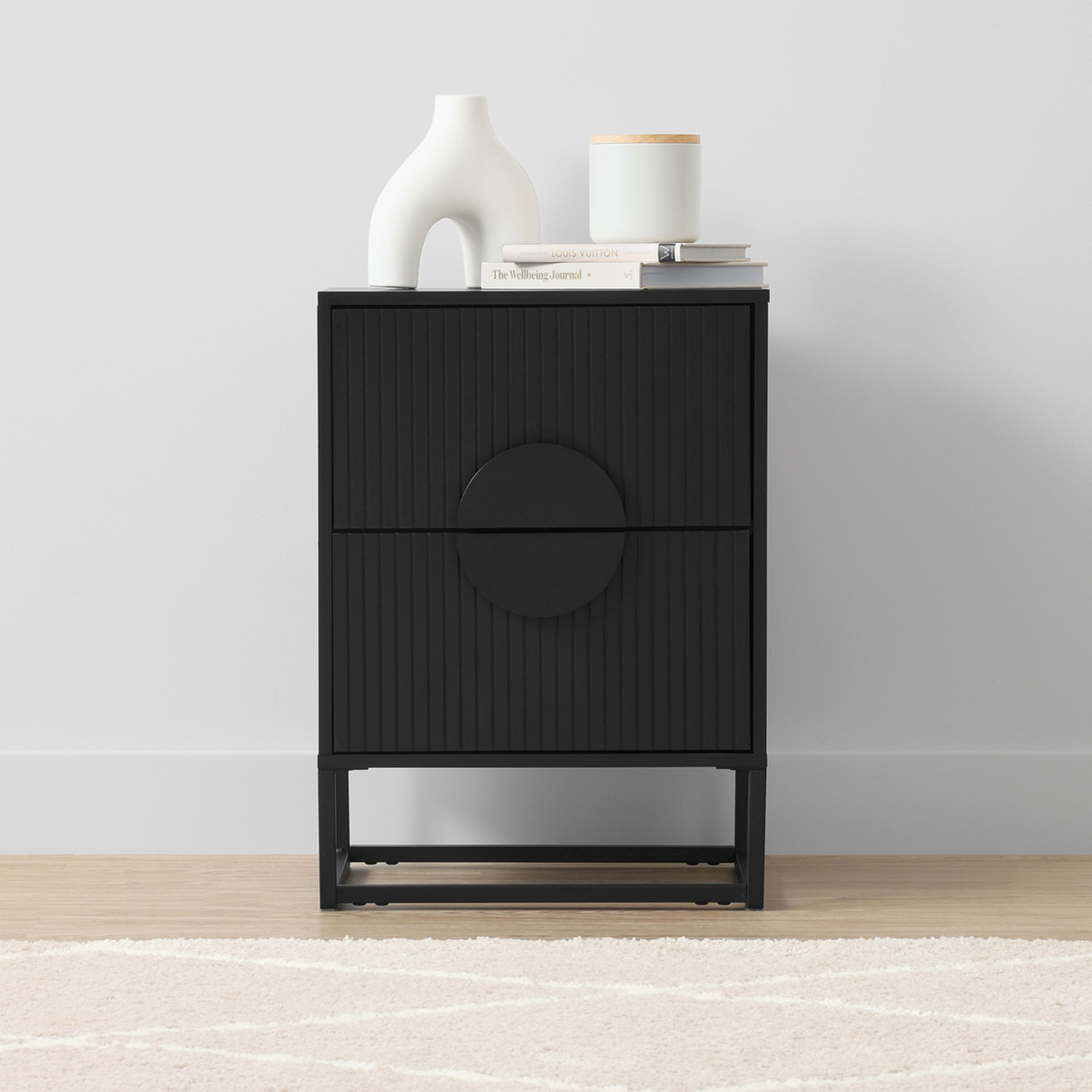 1 Stevie 2 Drawer Bedside Table - Black