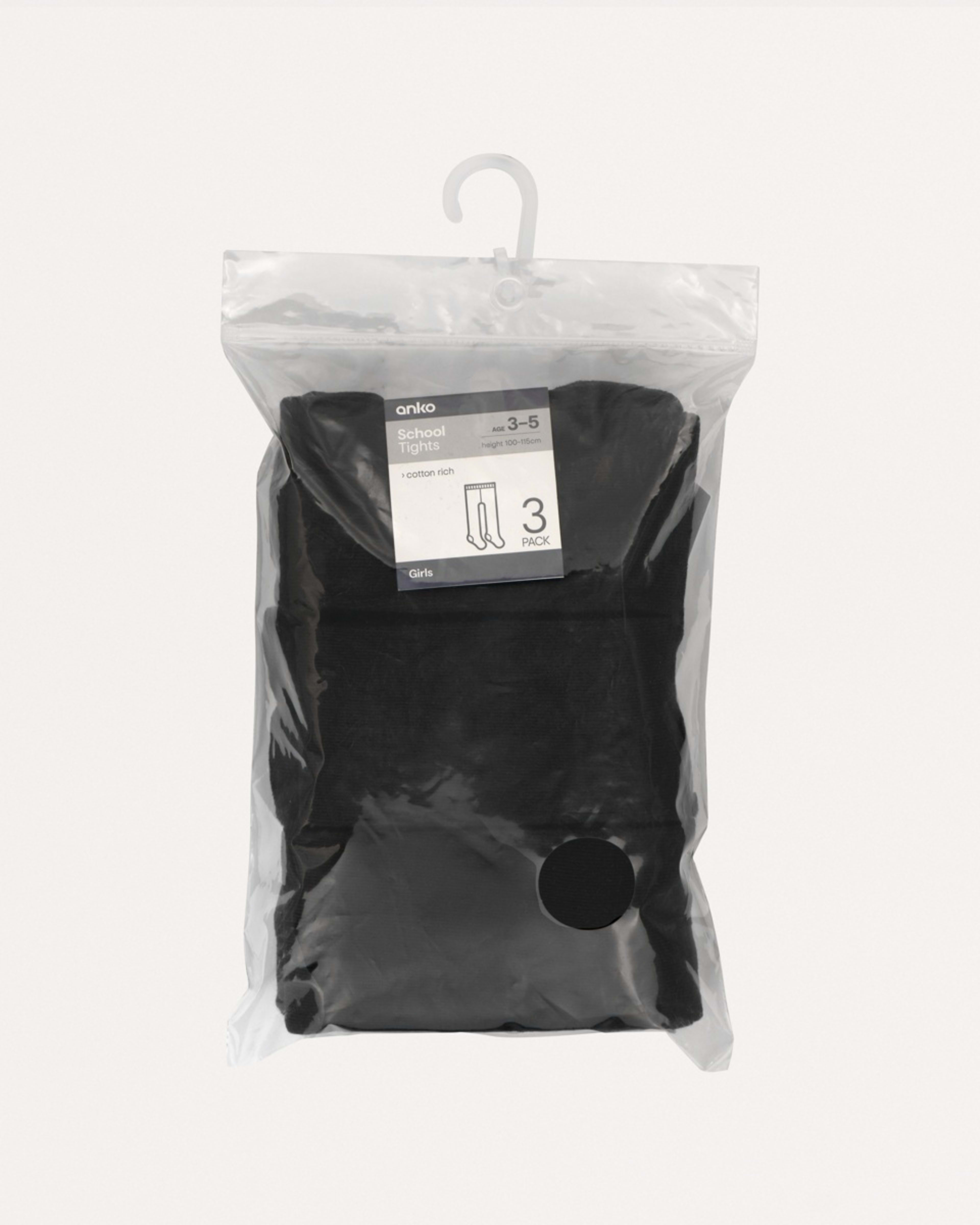 3 3 Pack School Cotton Rich Tights Black, 3 of 3