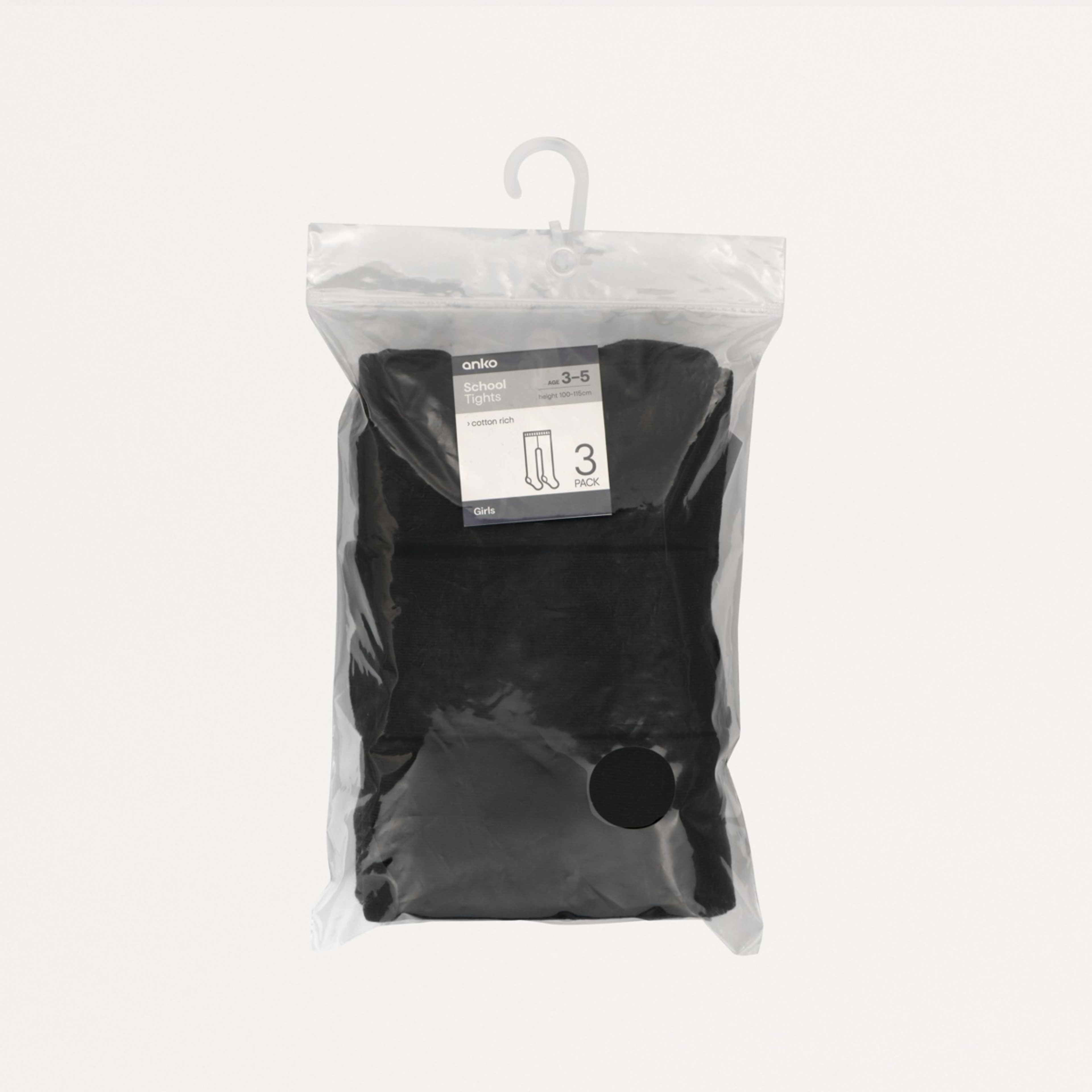 3 3 Pack School Cotton Rich Tights Black, 3 of 3