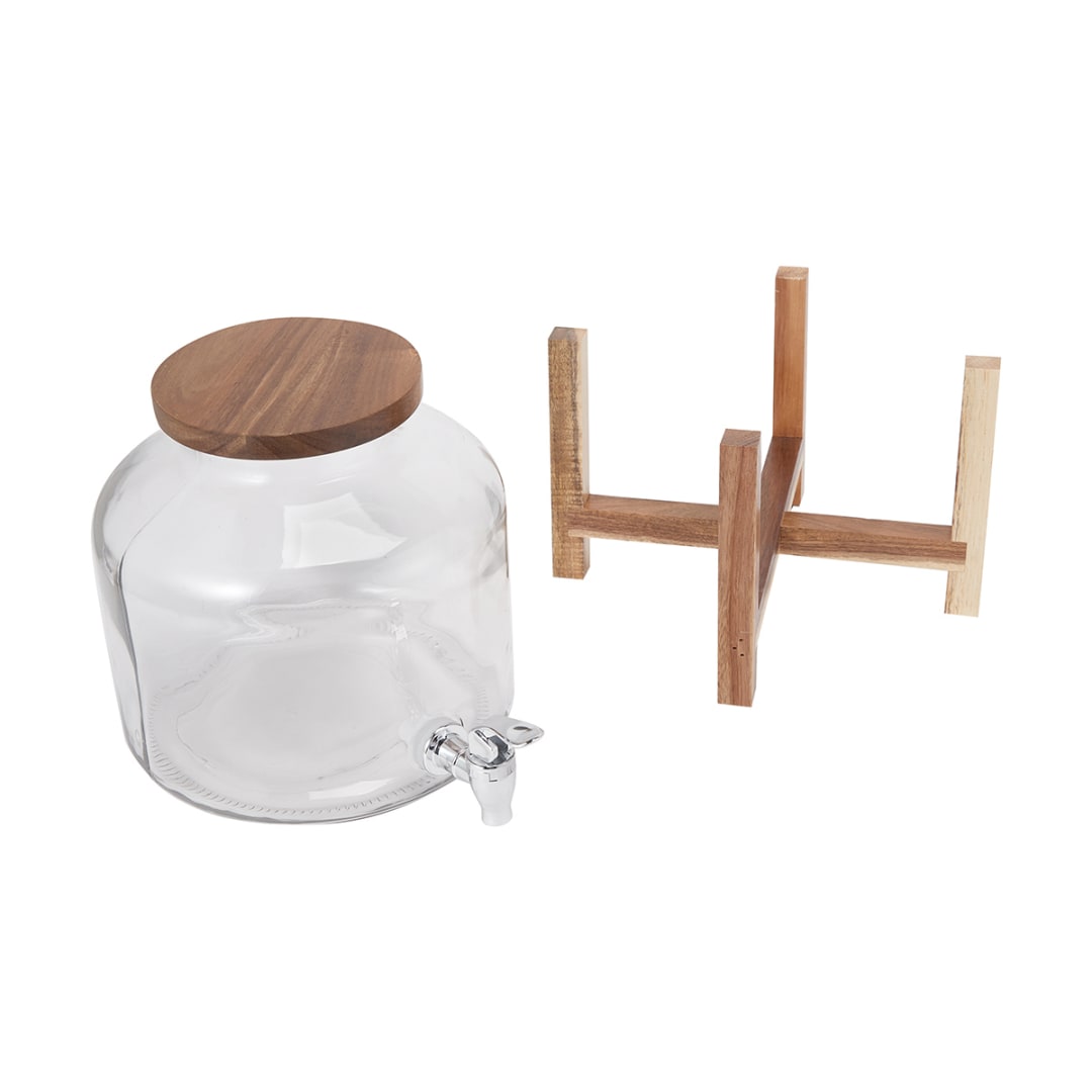 Drink Dispenser with Wood Lid and Stand - Kmart