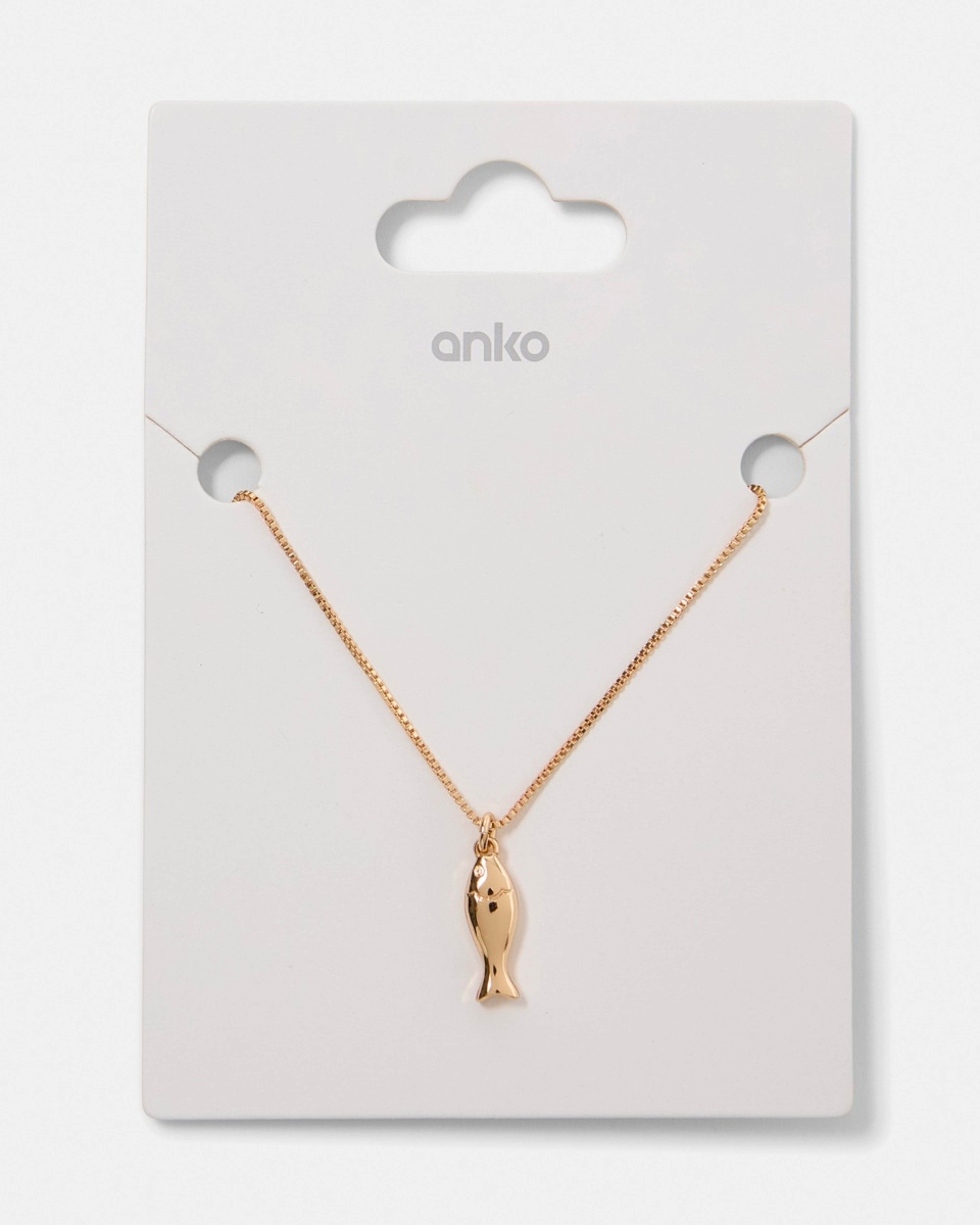 4 Fish Pendant Necklace - Gold Tone GOLD METAL, 4 of 4