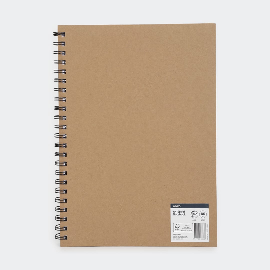 A4 Spiral Notebook Kraft Kmart