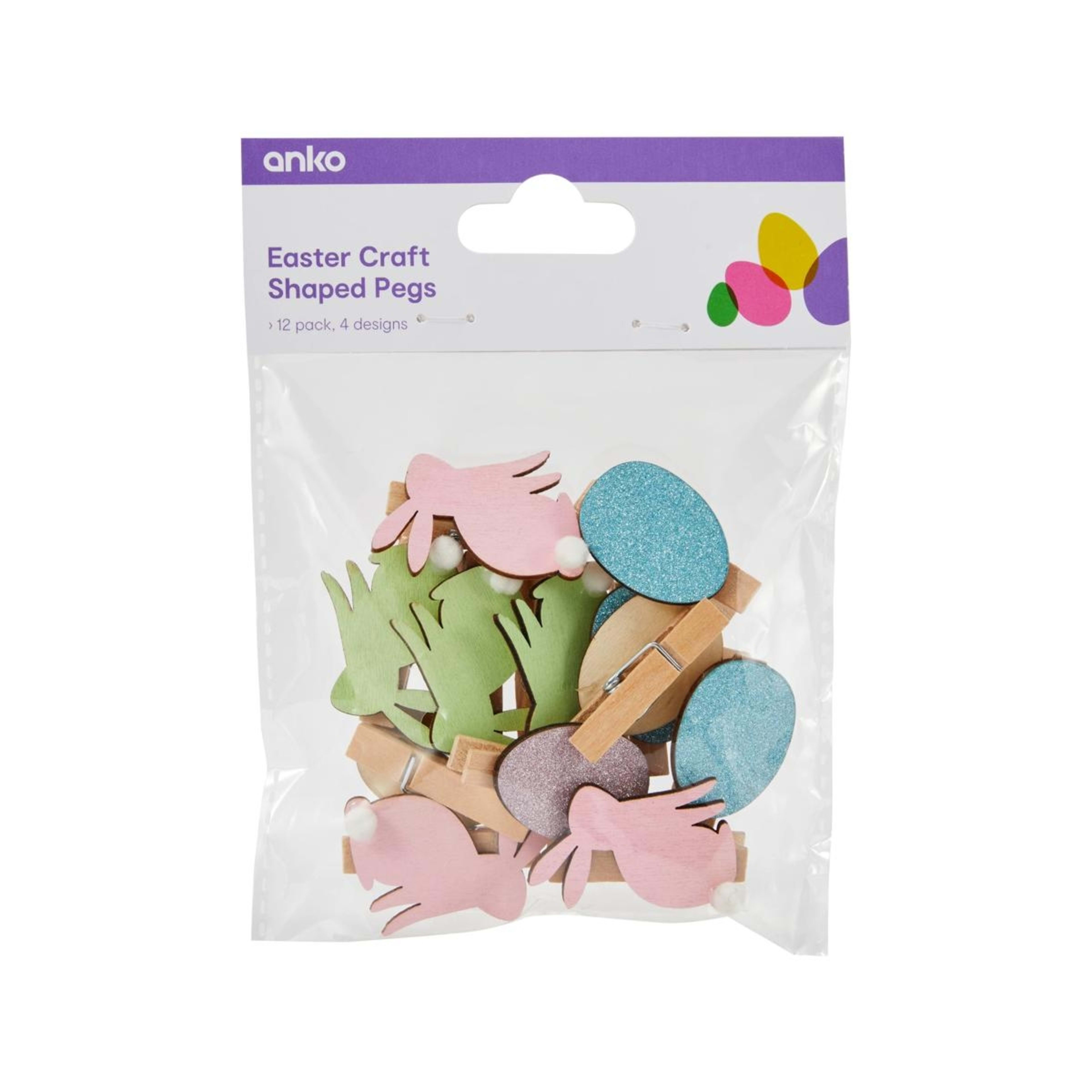 1 12 Pack Easter Craft Shaped Pegs, 1 of 6
