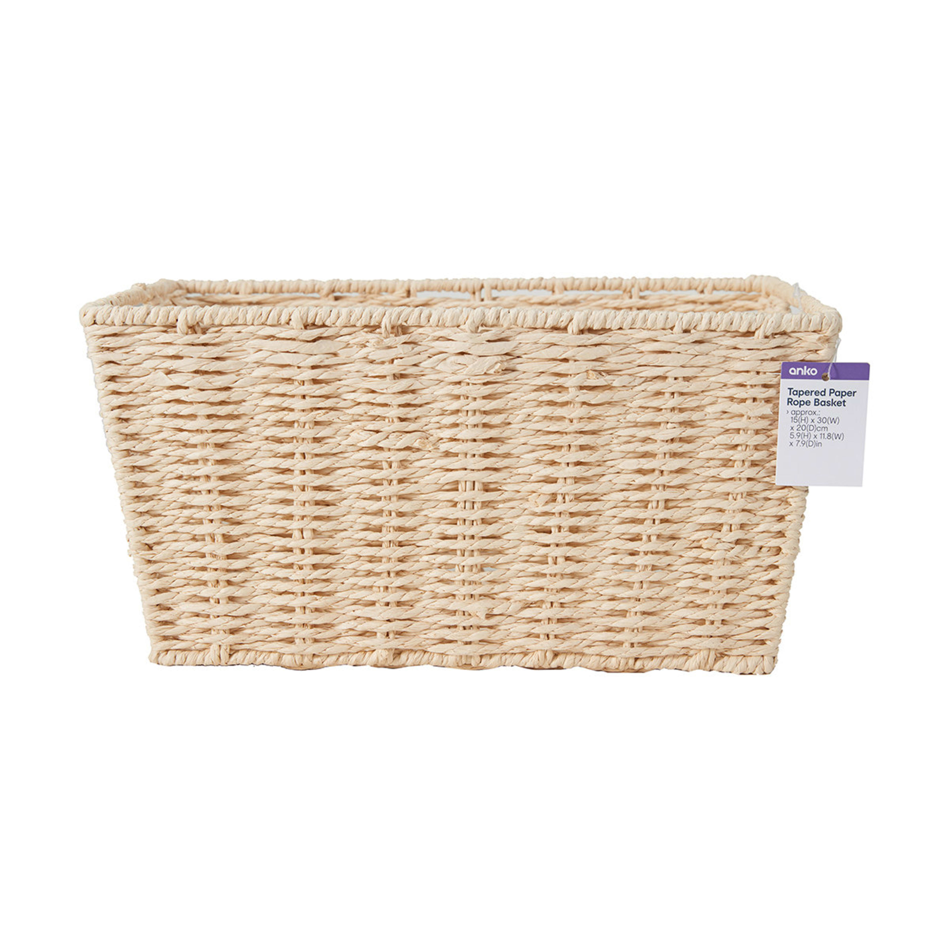 Rectangle Tapered Paper Rope Basket Natural Kmart