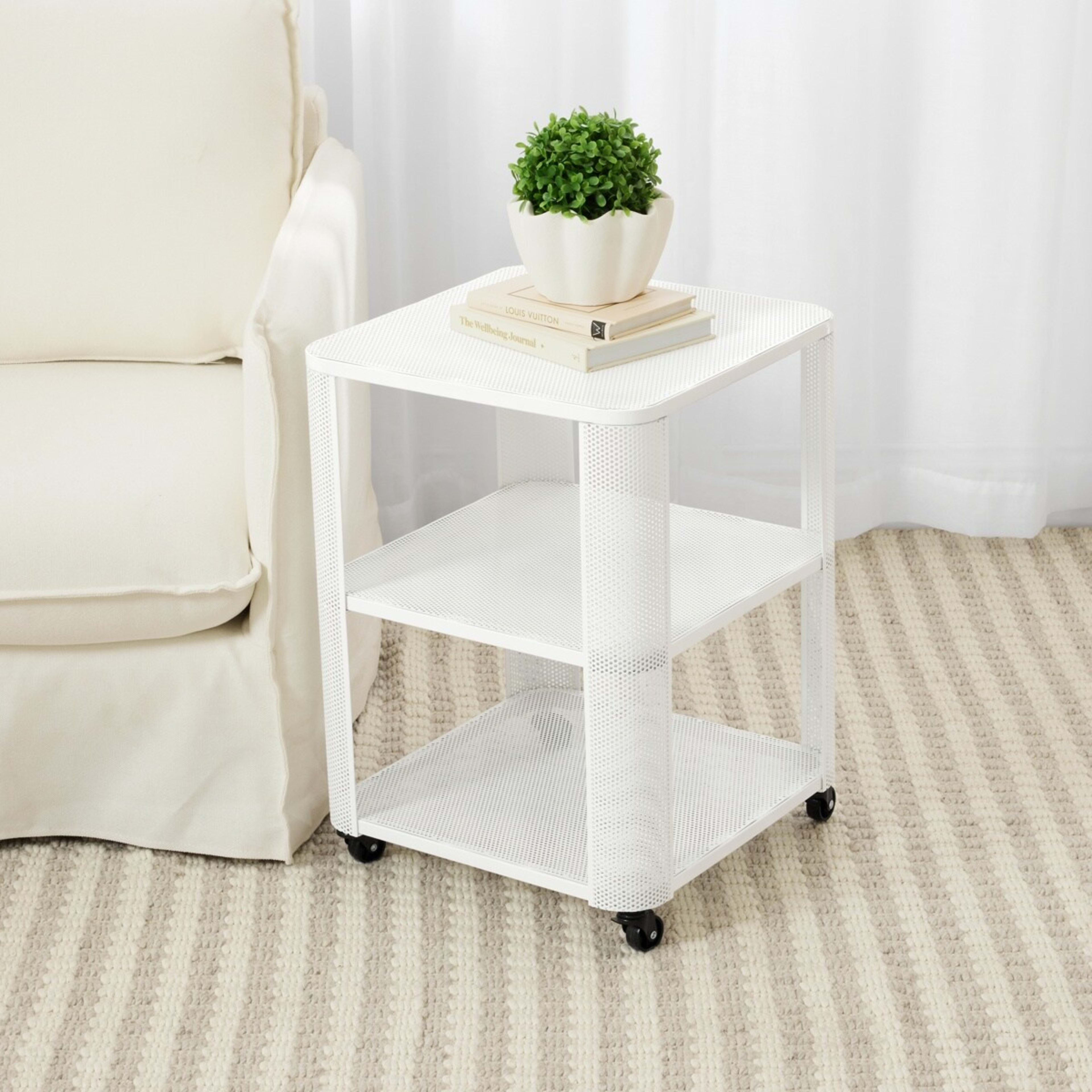 1 Mesh Side Table - White, 1 of 8