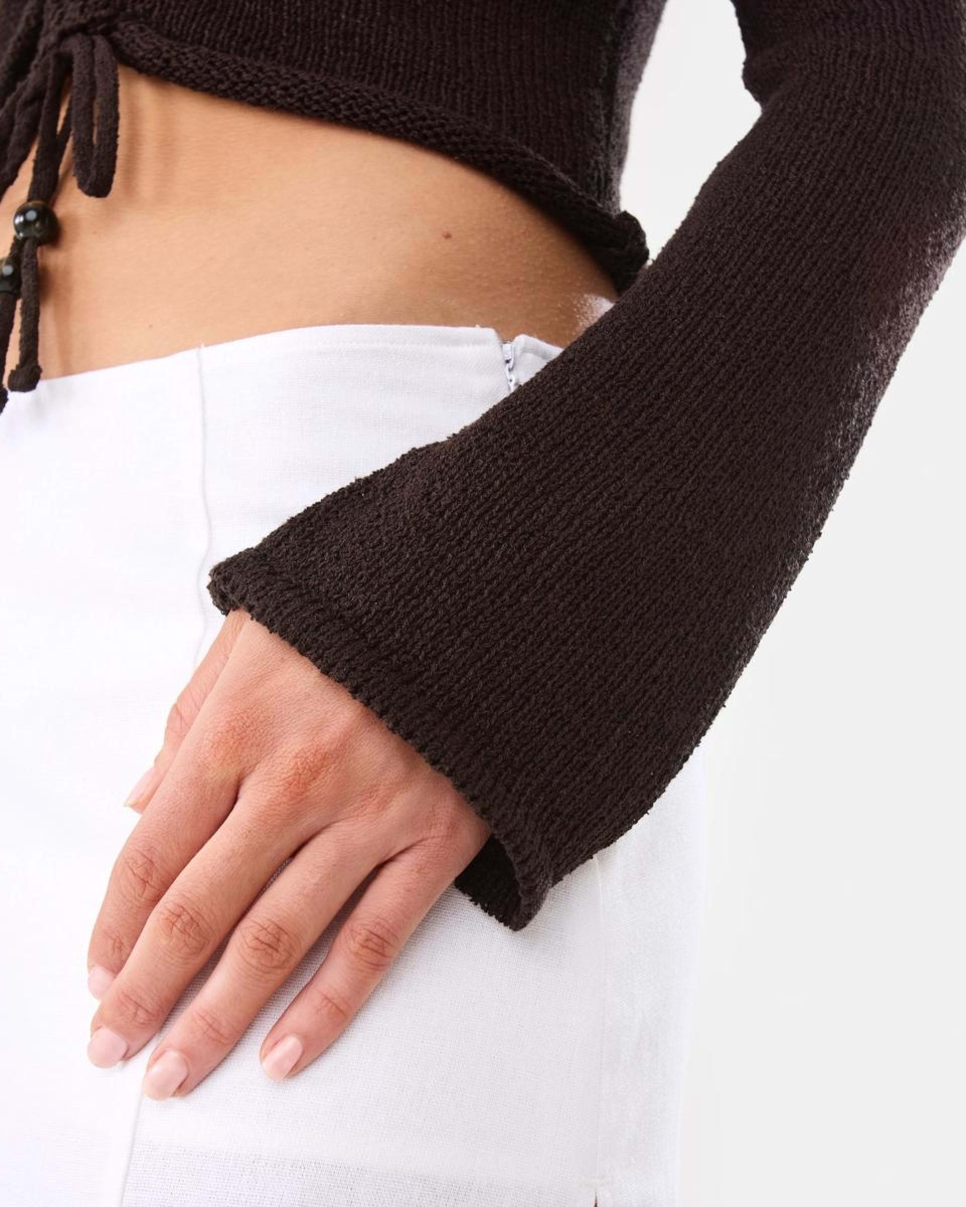 7 Ruched Long Sleeve Jumper MELTED CHOCOLATE, 7 of 8
