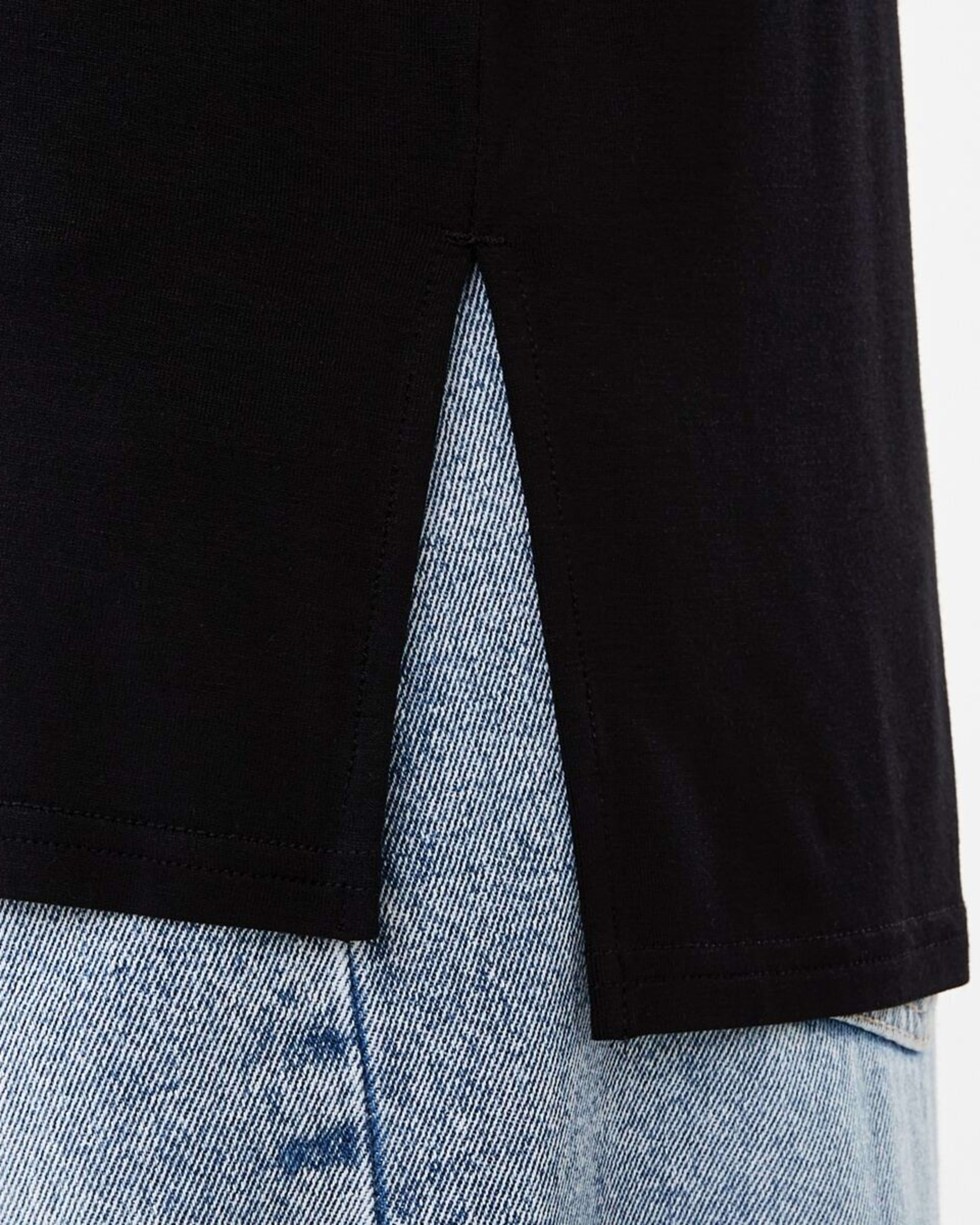 6 Short Sleeve Stepped Hem Tunic BLACK, 6 of 6