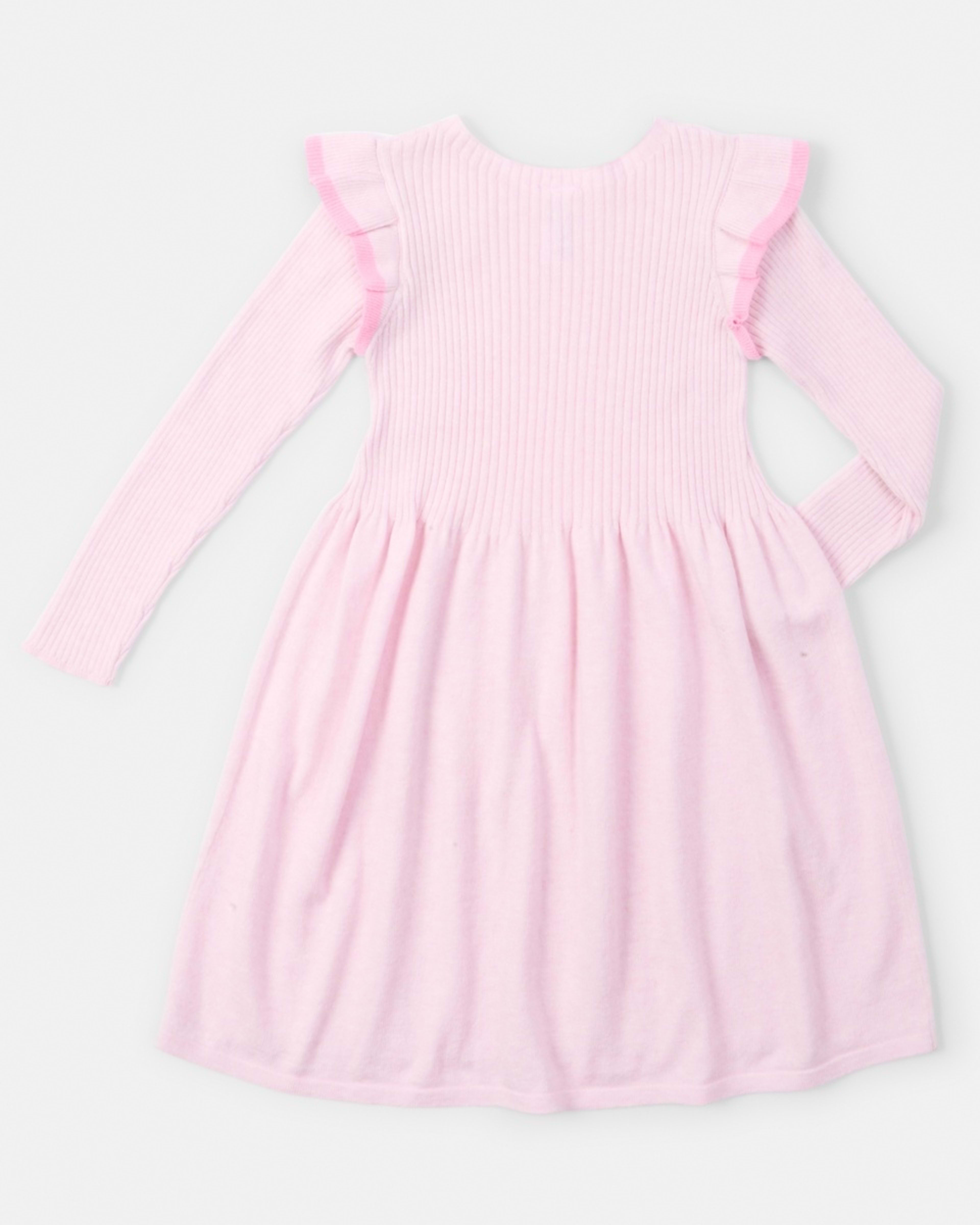 9 Long Sleeve Viscose Knit Dress Pink Marle, 9 of 9