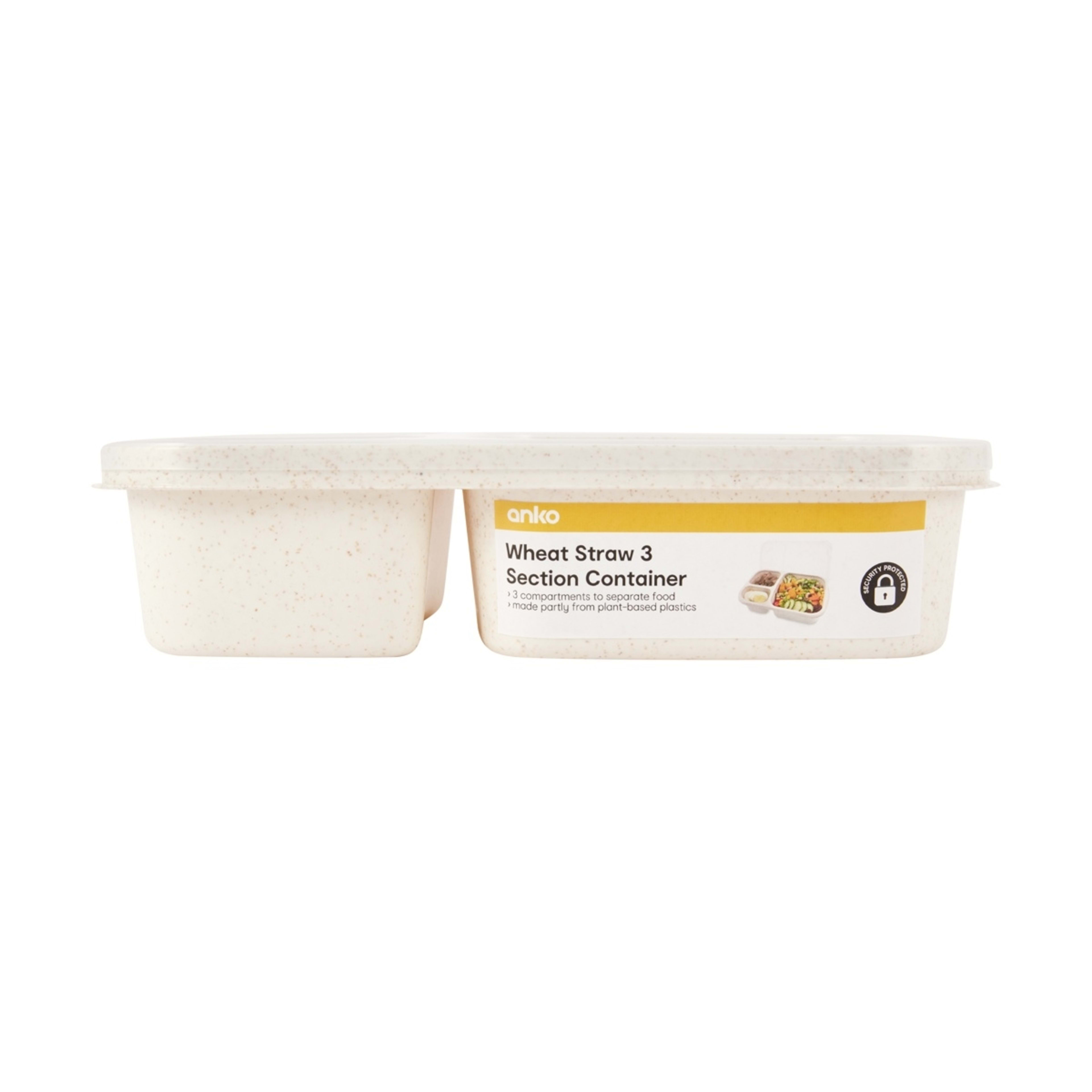 4 Oatmeal Wheat Straw 3 Section Container Lunch Box, 4 of 4