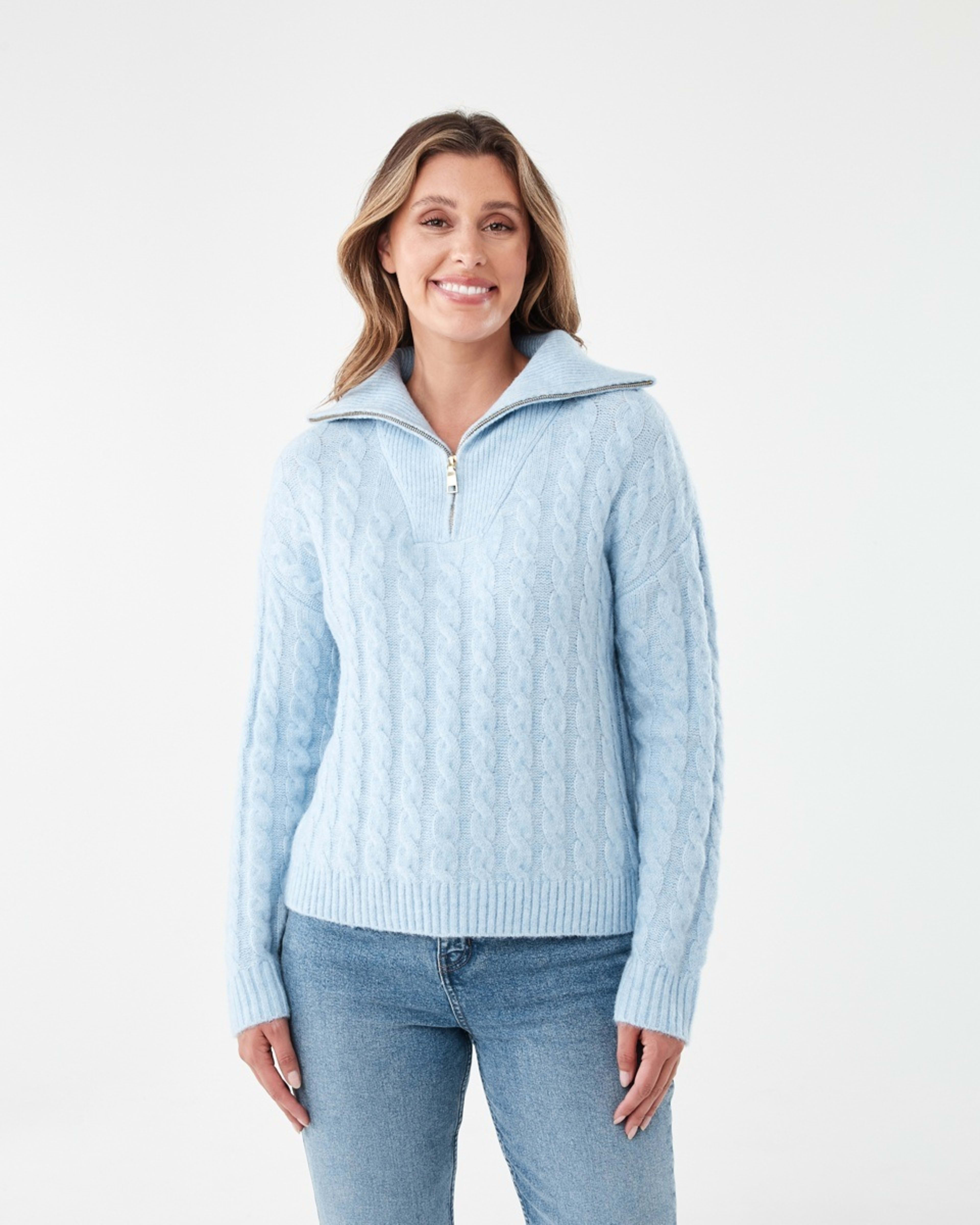 1 Zip Neck Jumper Skyway Mrl, 1 of 5