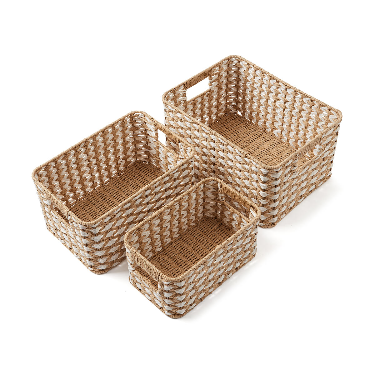 Set of 3 Rectangle Baskets Brown Kmart