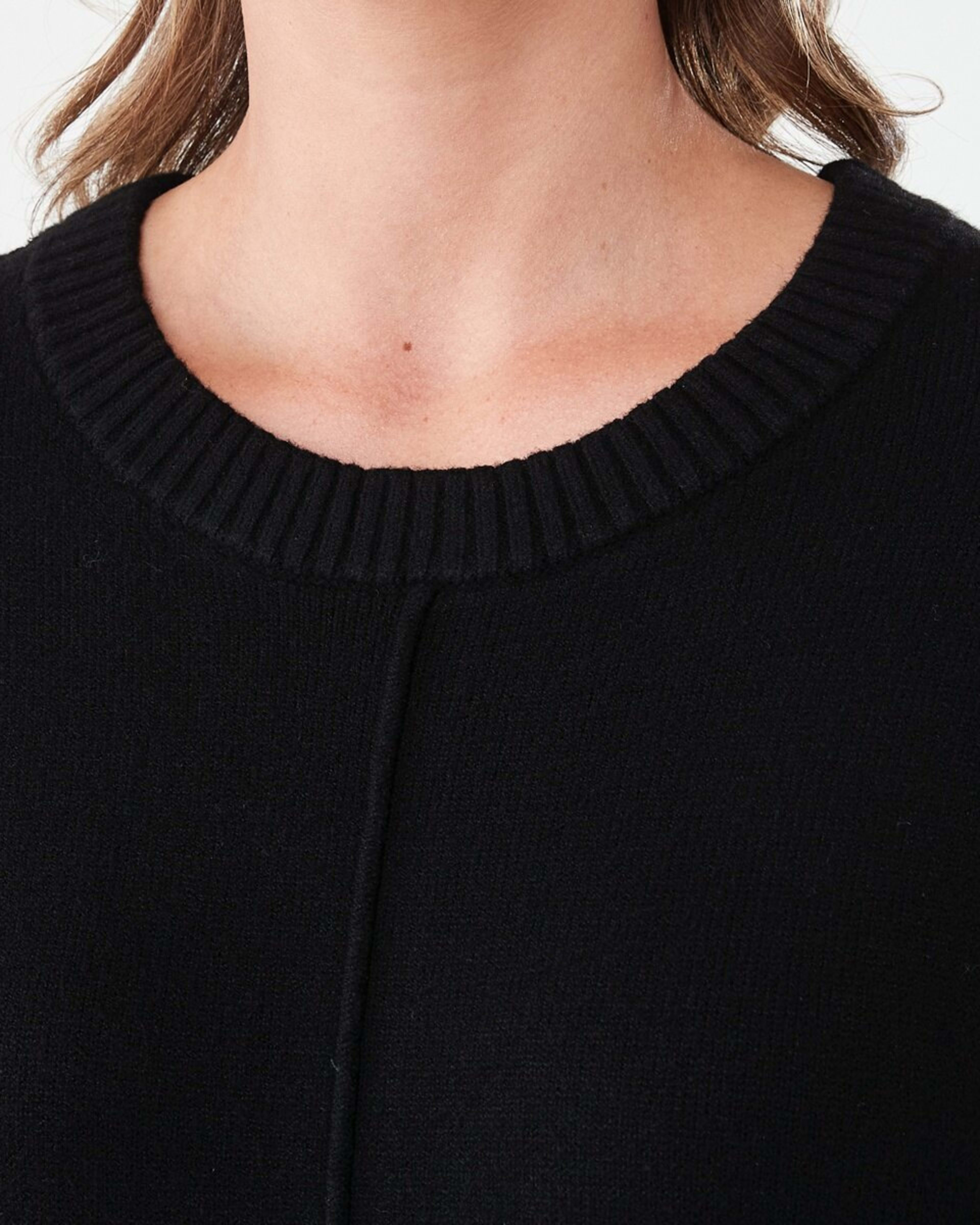 5 Long Sleeve Crew Neck Seam Detail True Knit Midi Dress Black, 5 of 7