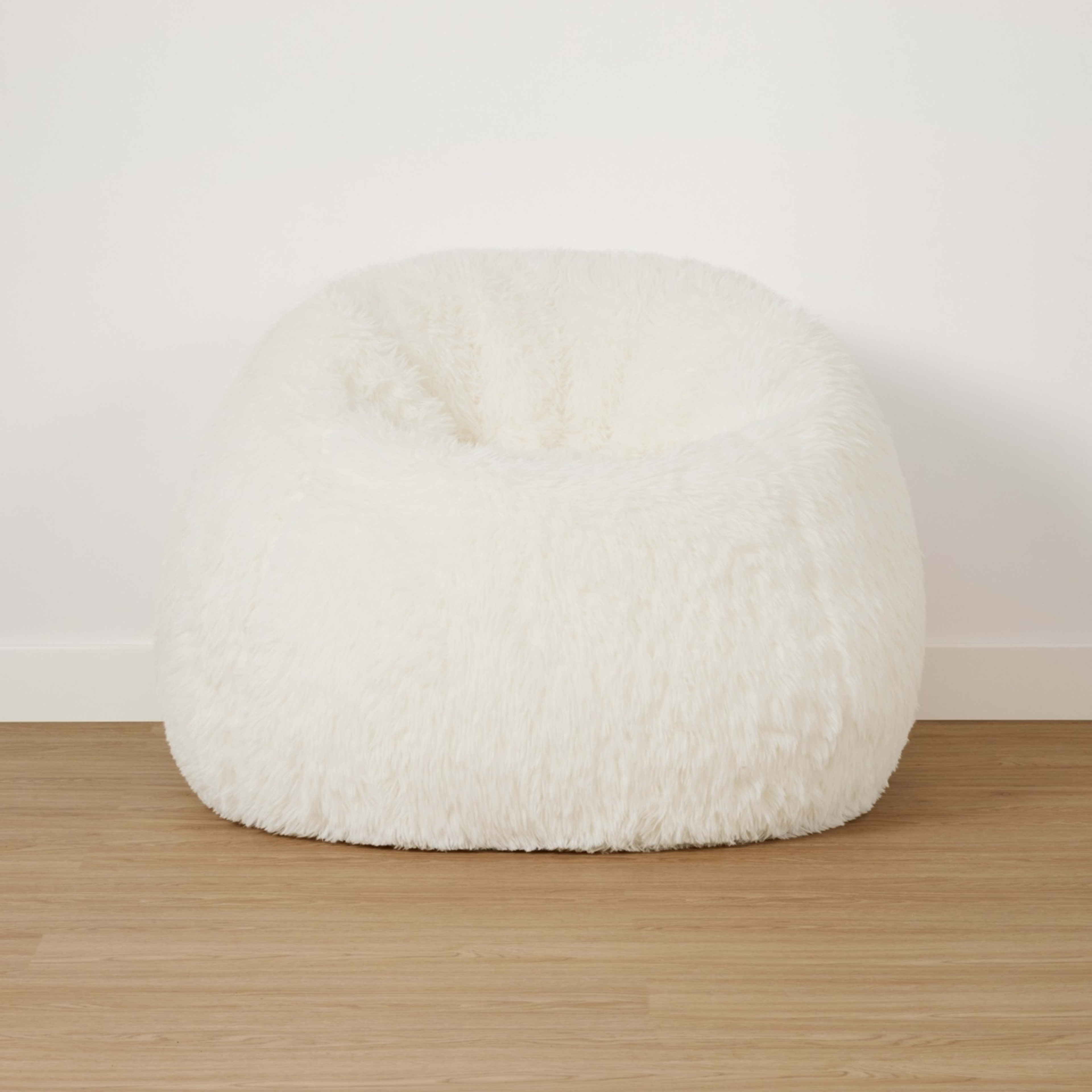 2 Fluffy Bean Bag - White, 2 of 8