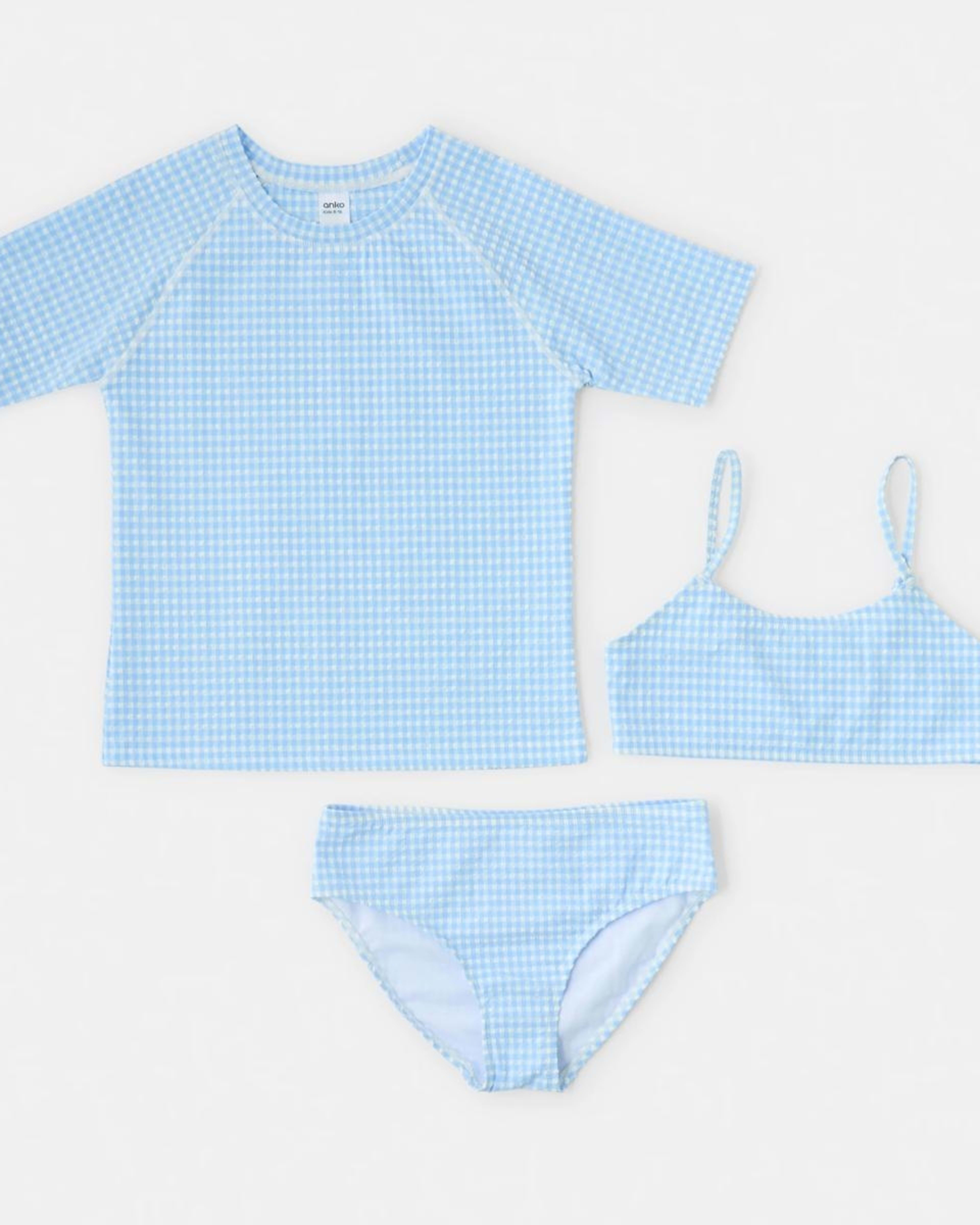 5 3 Piece Swim Set BLUE GINGHAM, 5 of 9
