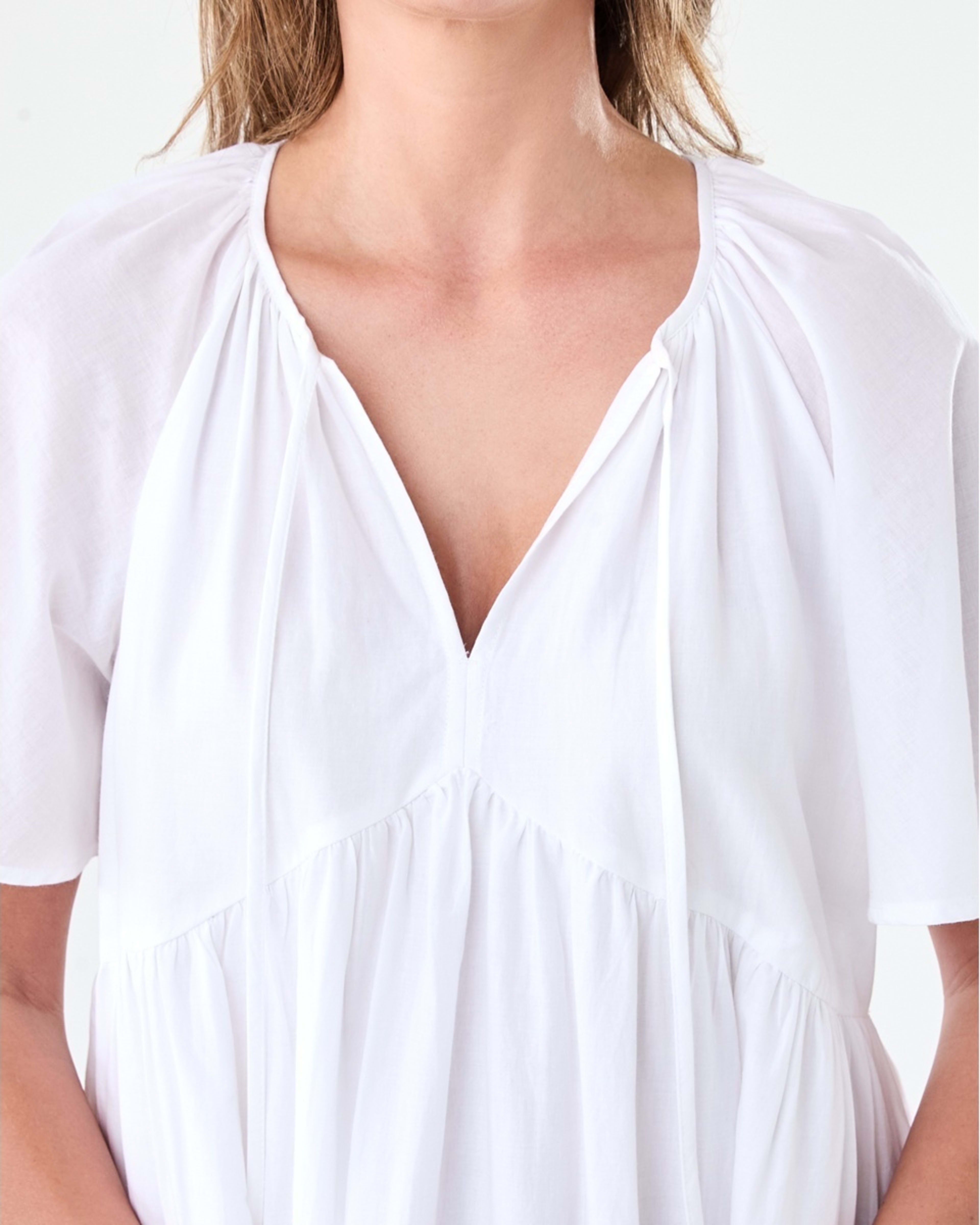 5 Short Flutter Sleeve Broderie Mini Dress White, 5 of 8