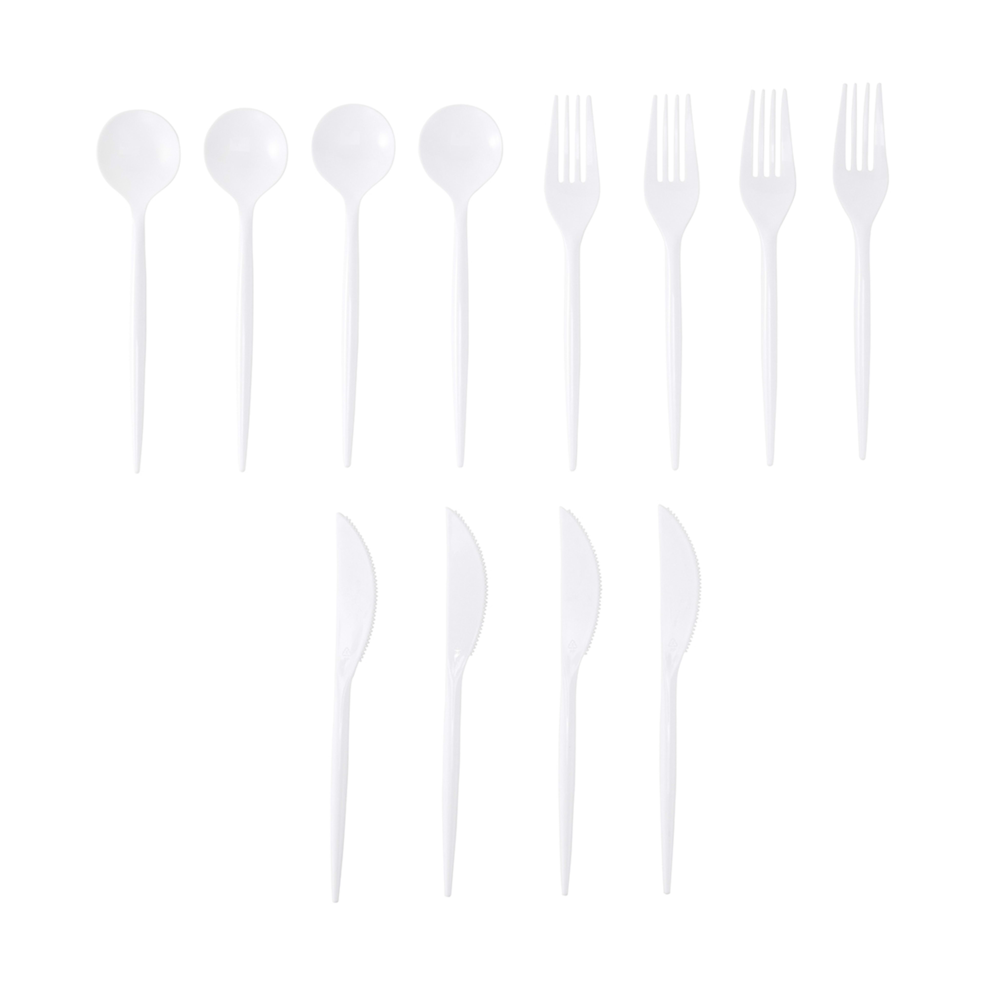 4 150 Piece Reusable White Plastic Cutlery Set, 4 of 5